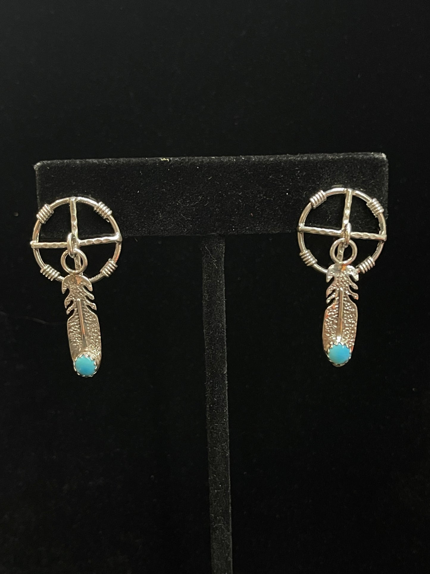 Post Dangle Dream Catcher Earrings by Sharon McCarthy, Navajo