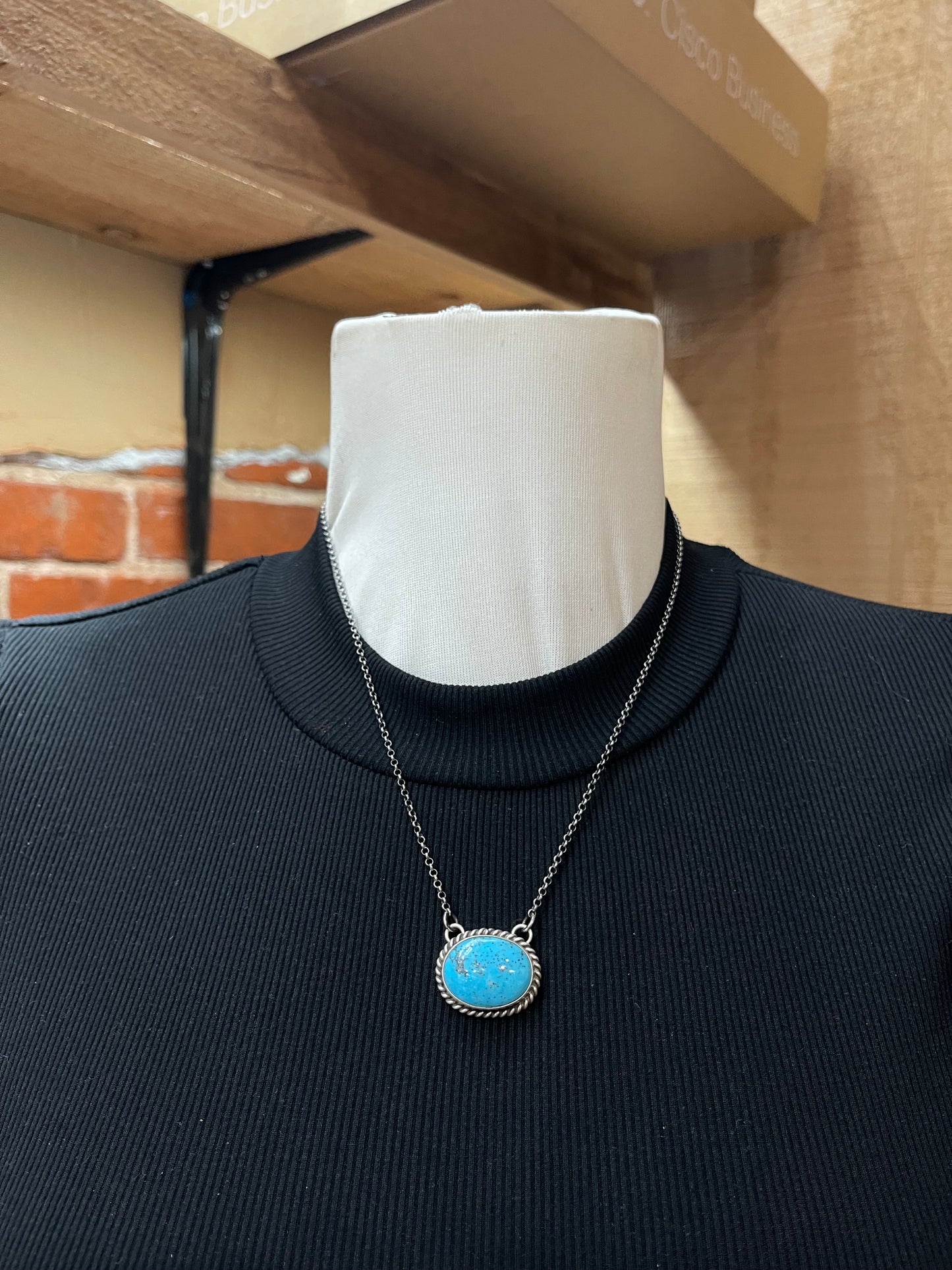 18" Kingman Turquoise Necklace by Theresa Smith, Navajo