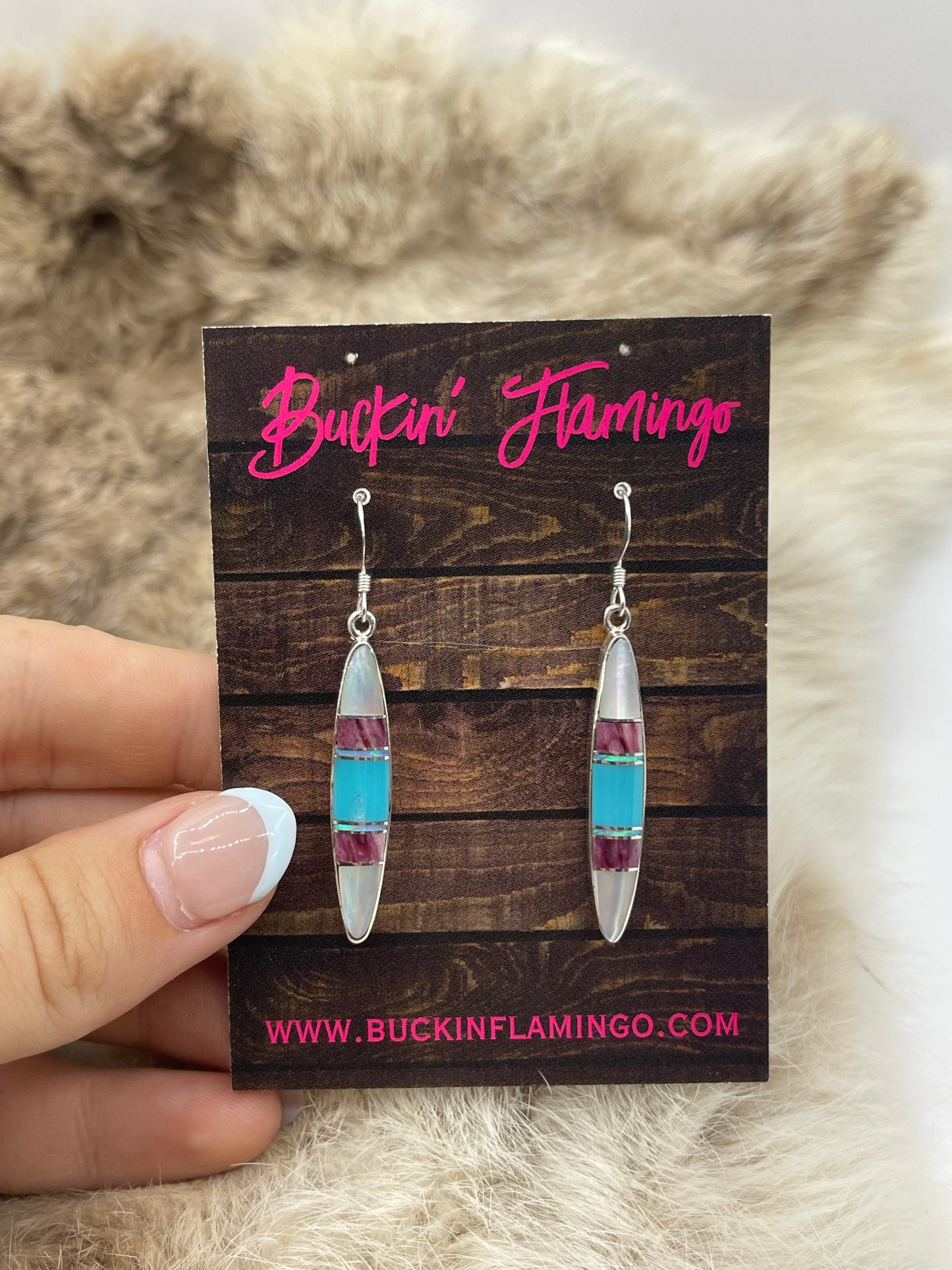 Multi Stone Inlay Dangle Earrings by James Manygoats, Navajo