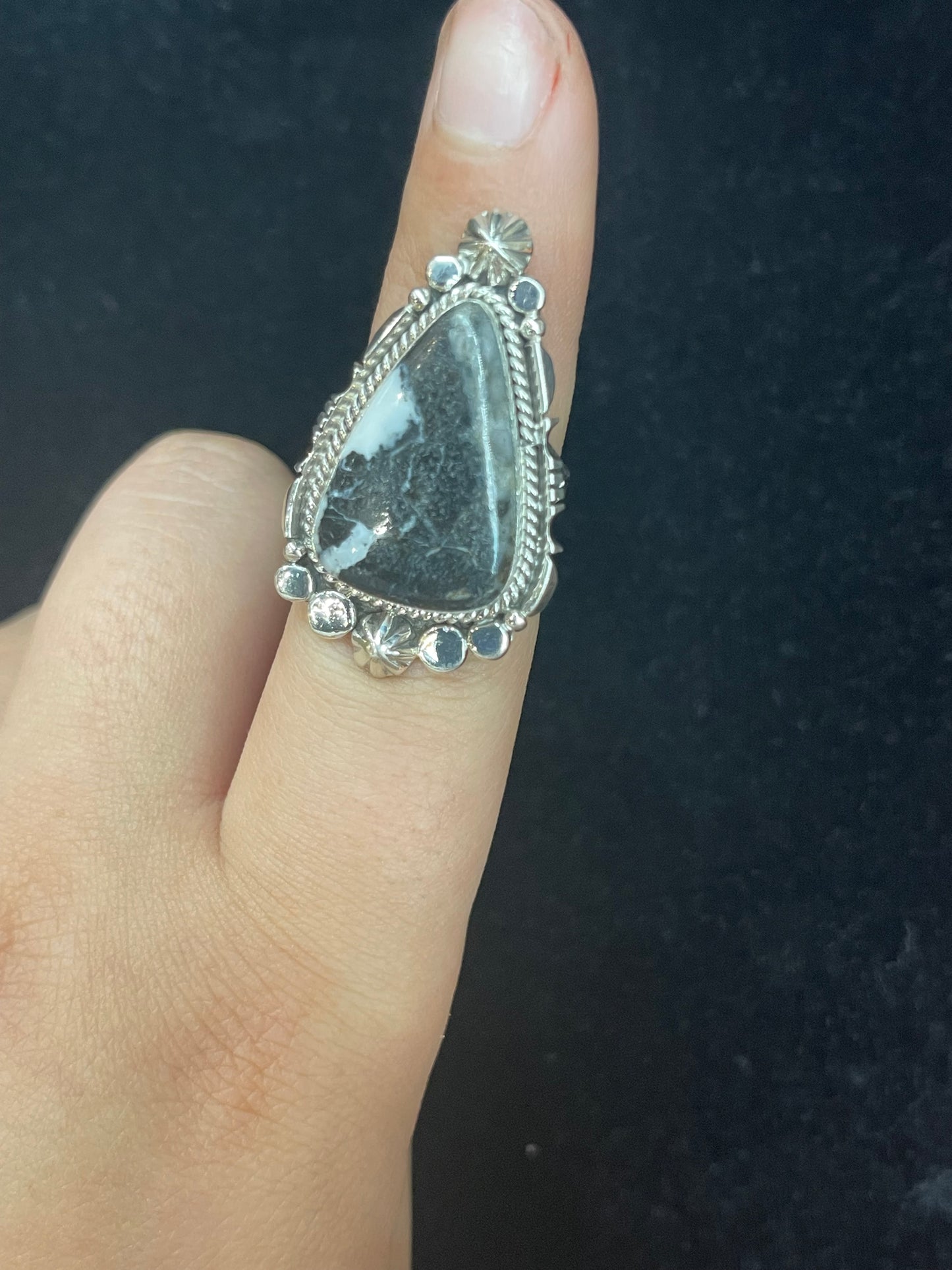 6.0 White Buffalo Ring by Daniel Banally, Navajo