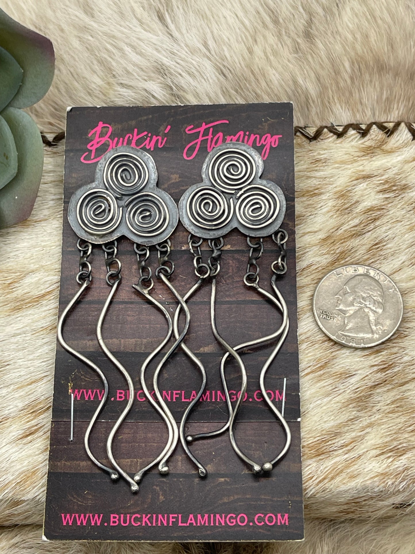 Sterling Silver Post Dangle Rain Cloud Earrings by Tawney W, Navajo