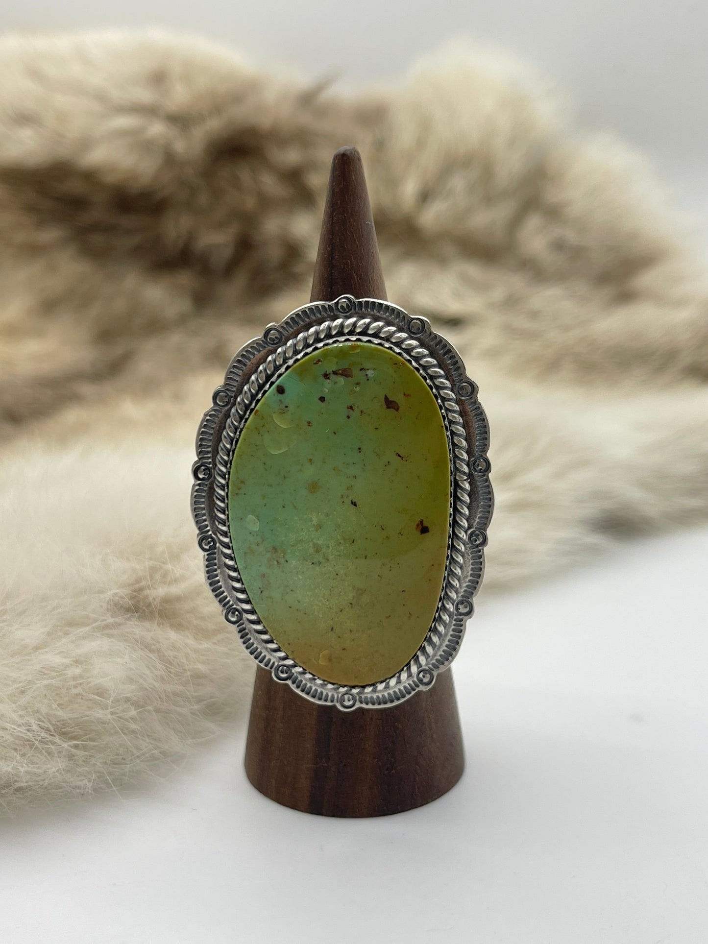 Adjustable Size 10.0 Royston Turquoise Ring by Jeff Largo, Navajo