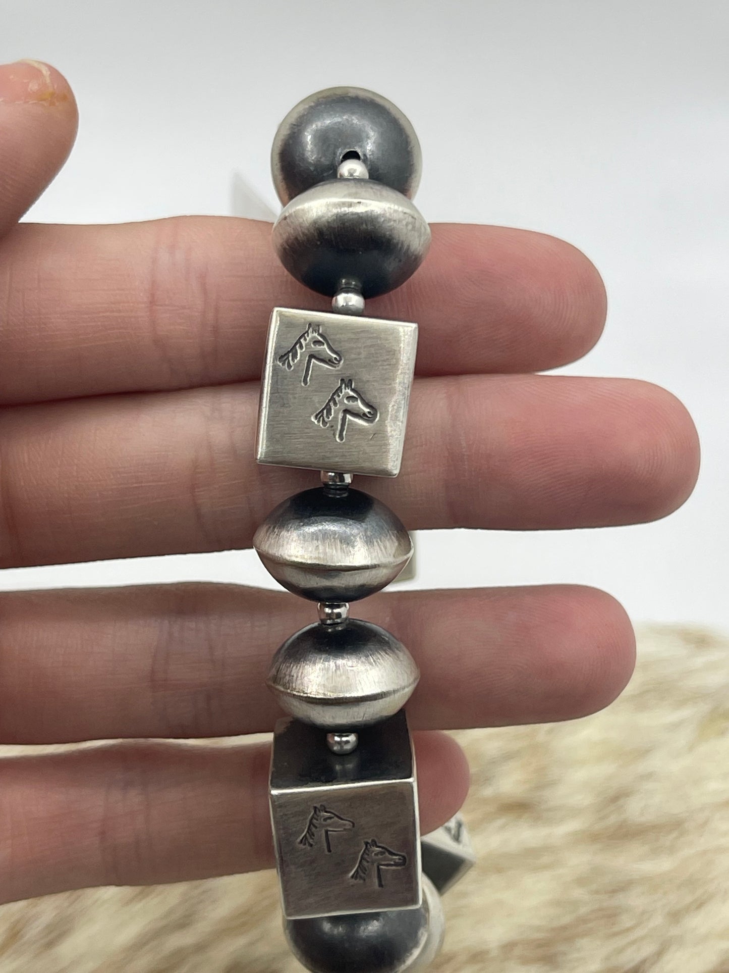6 1/4" Stretchy Handmade Navajo Pearl Bracelet by Sharon Corley, Navajo