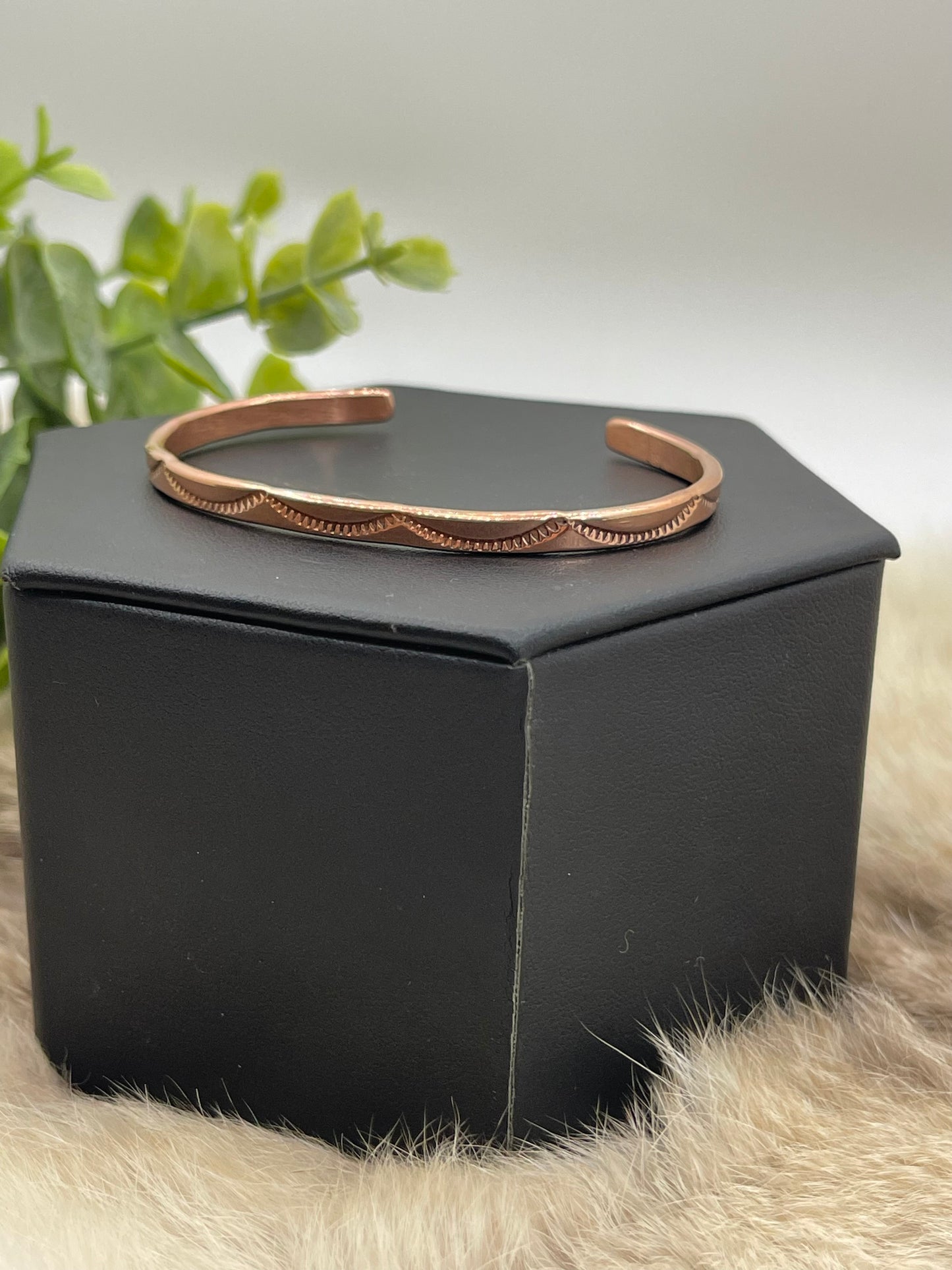 Copper Stamped Stacker Cuff By Elaine Tahe, Navajo