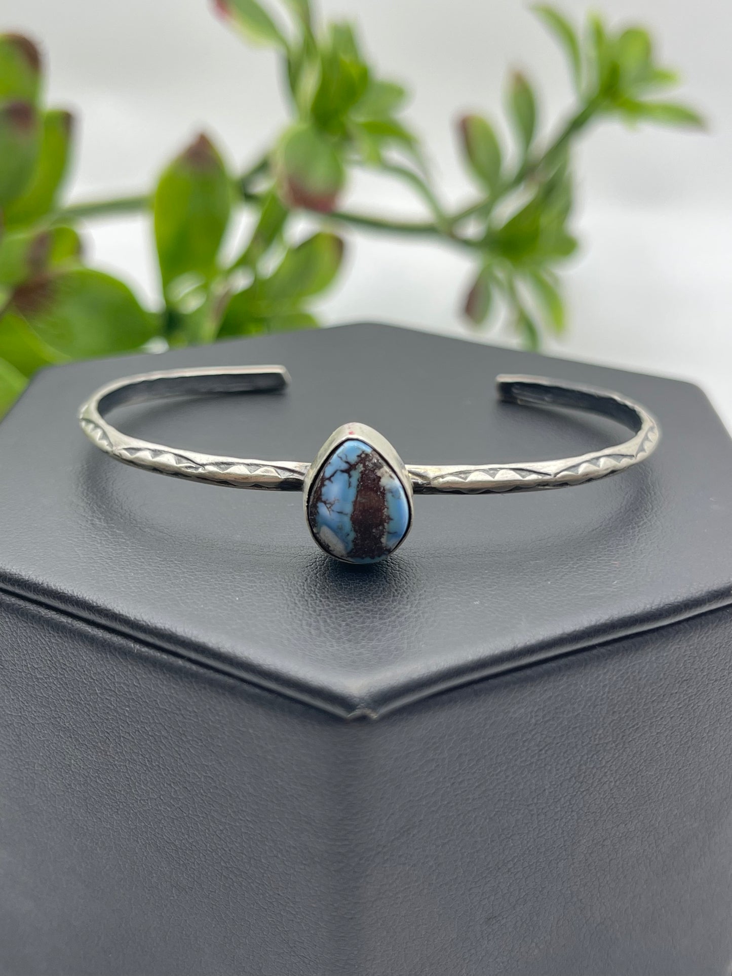 5.5" - 7" Golden Hills Turquoise Teardrop Cuff