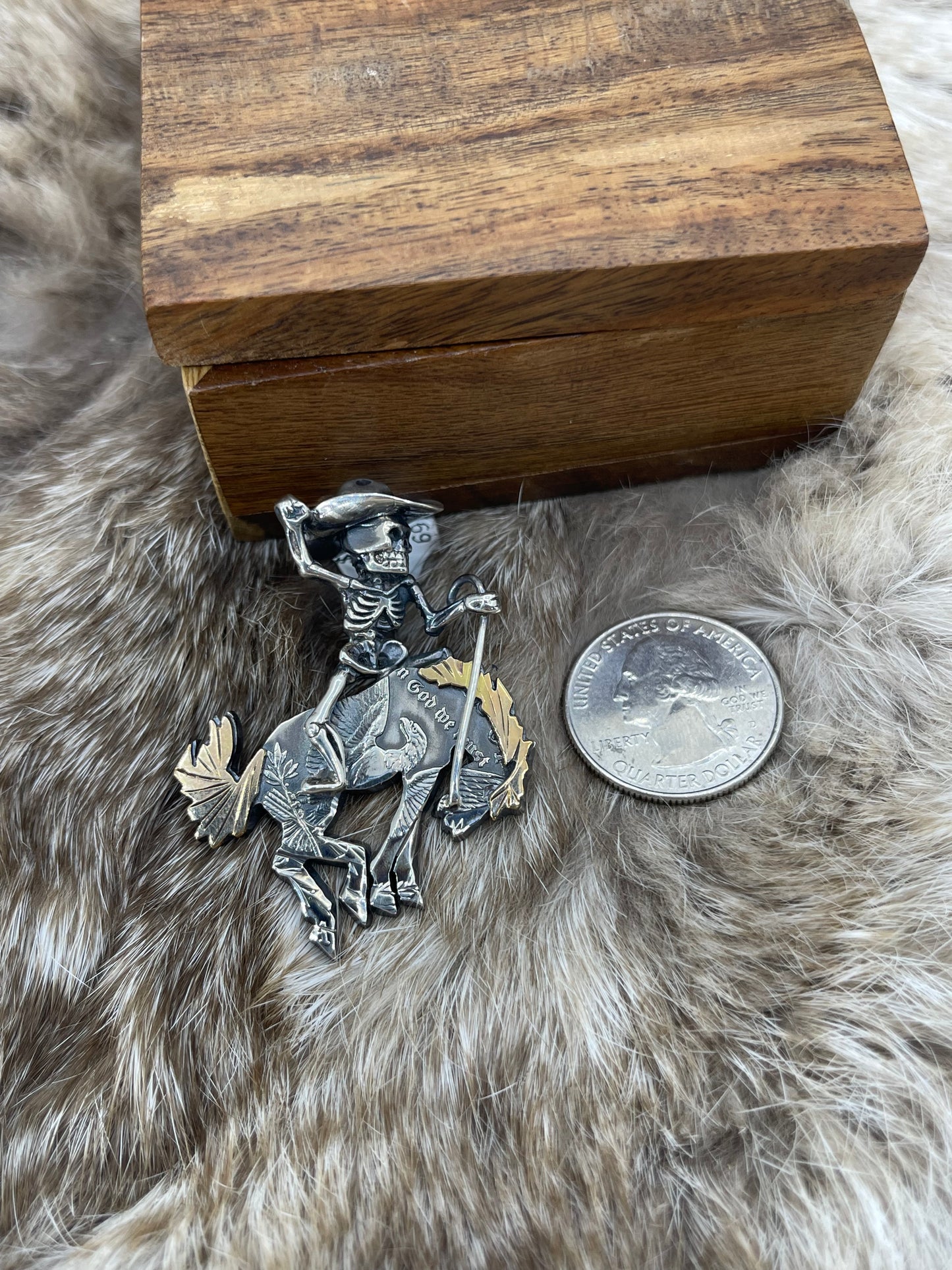 Cowboy Bucking Bronc Pendant with 14K Gold by Bad Bronc
