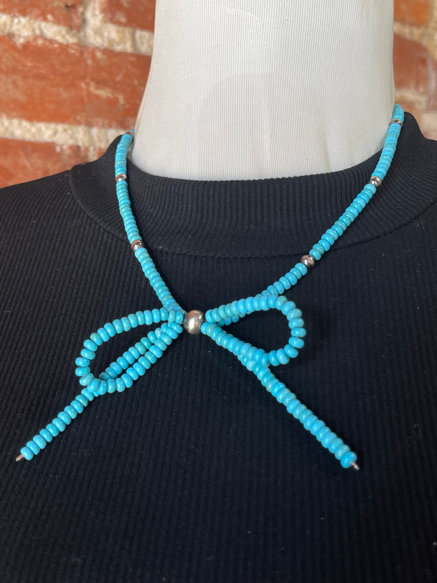 18" Turquoise Beaded Bow Necklace