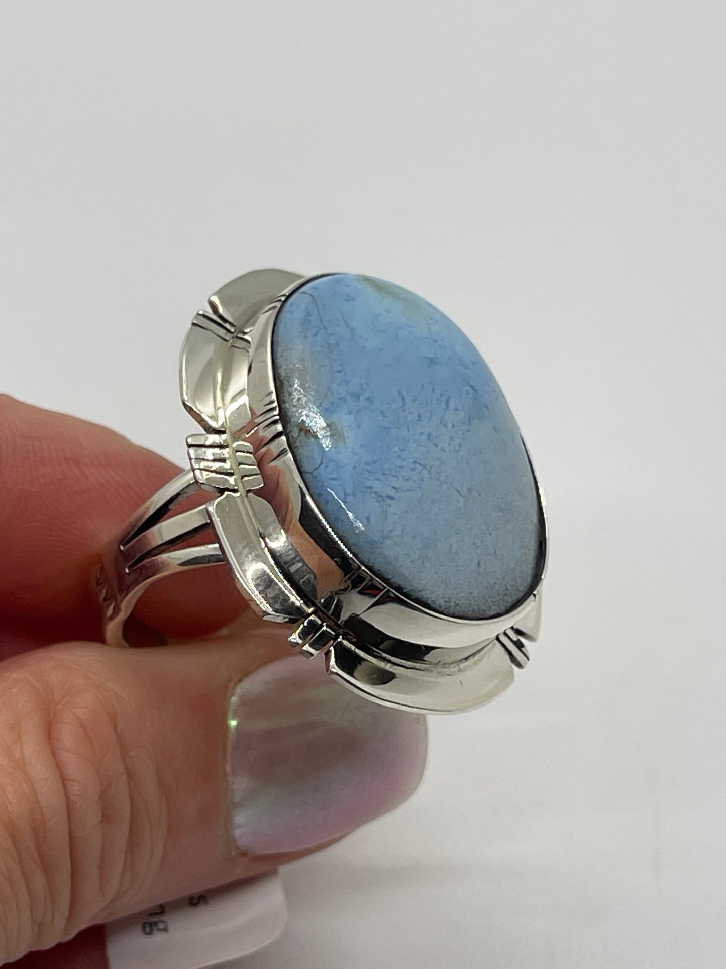 11.5 Golden Hills Turquoise Oval Ring by Evelyn Bahe, Navajo