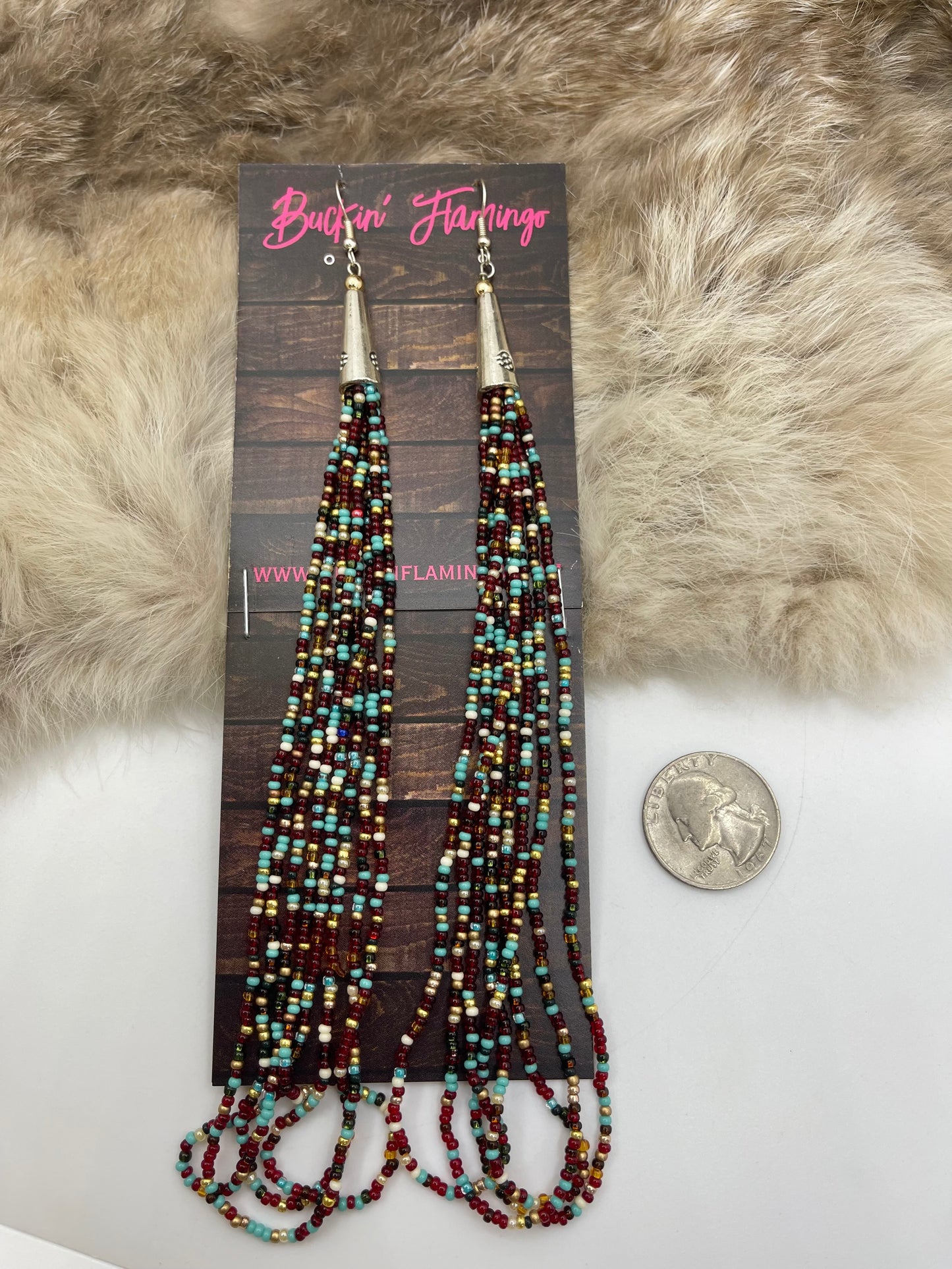 7" Glass Sead Beads Earrings by Ron McCulley, Navajo