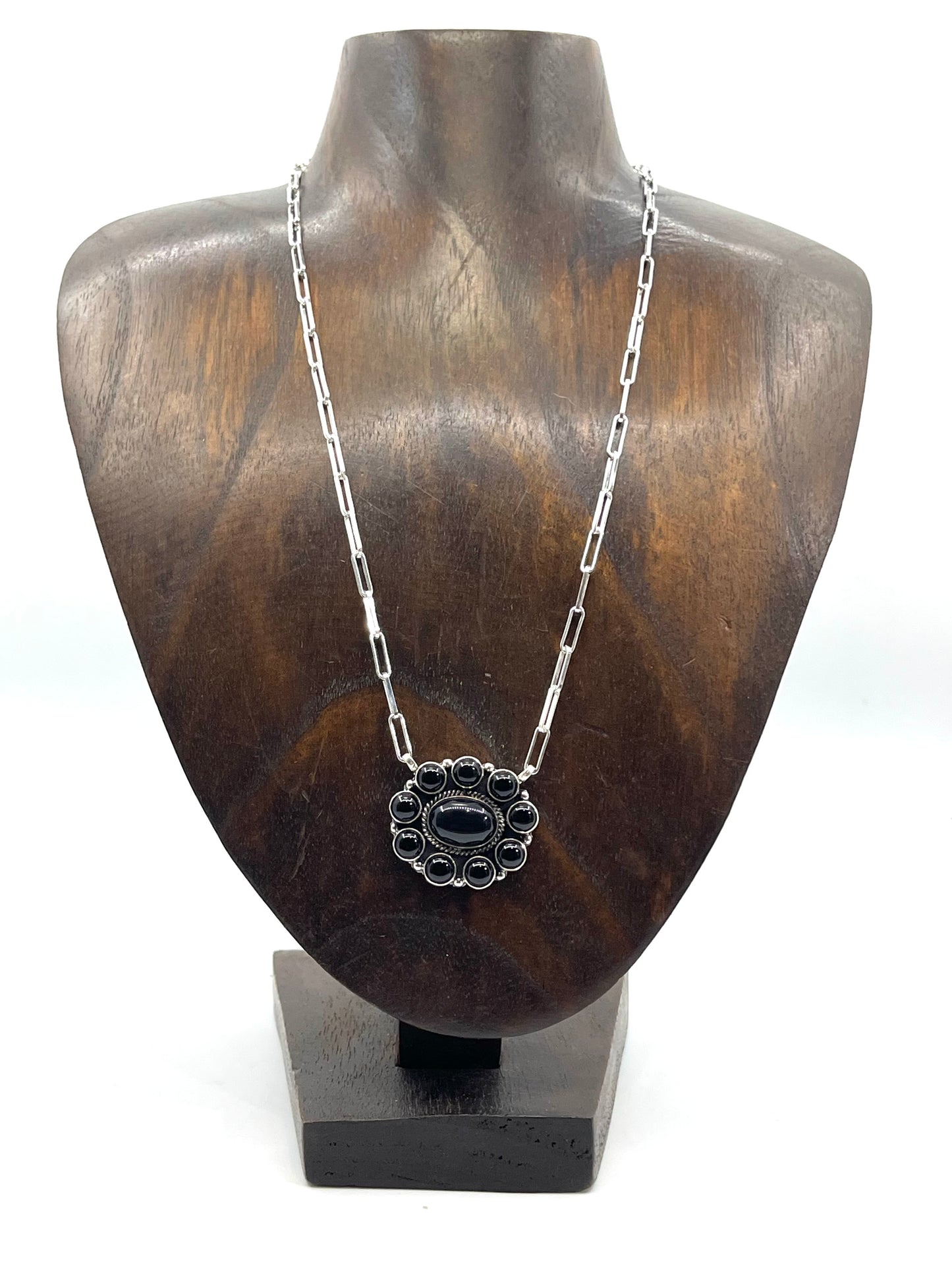 17" Black Onyx Cluster on Paperclip Chain