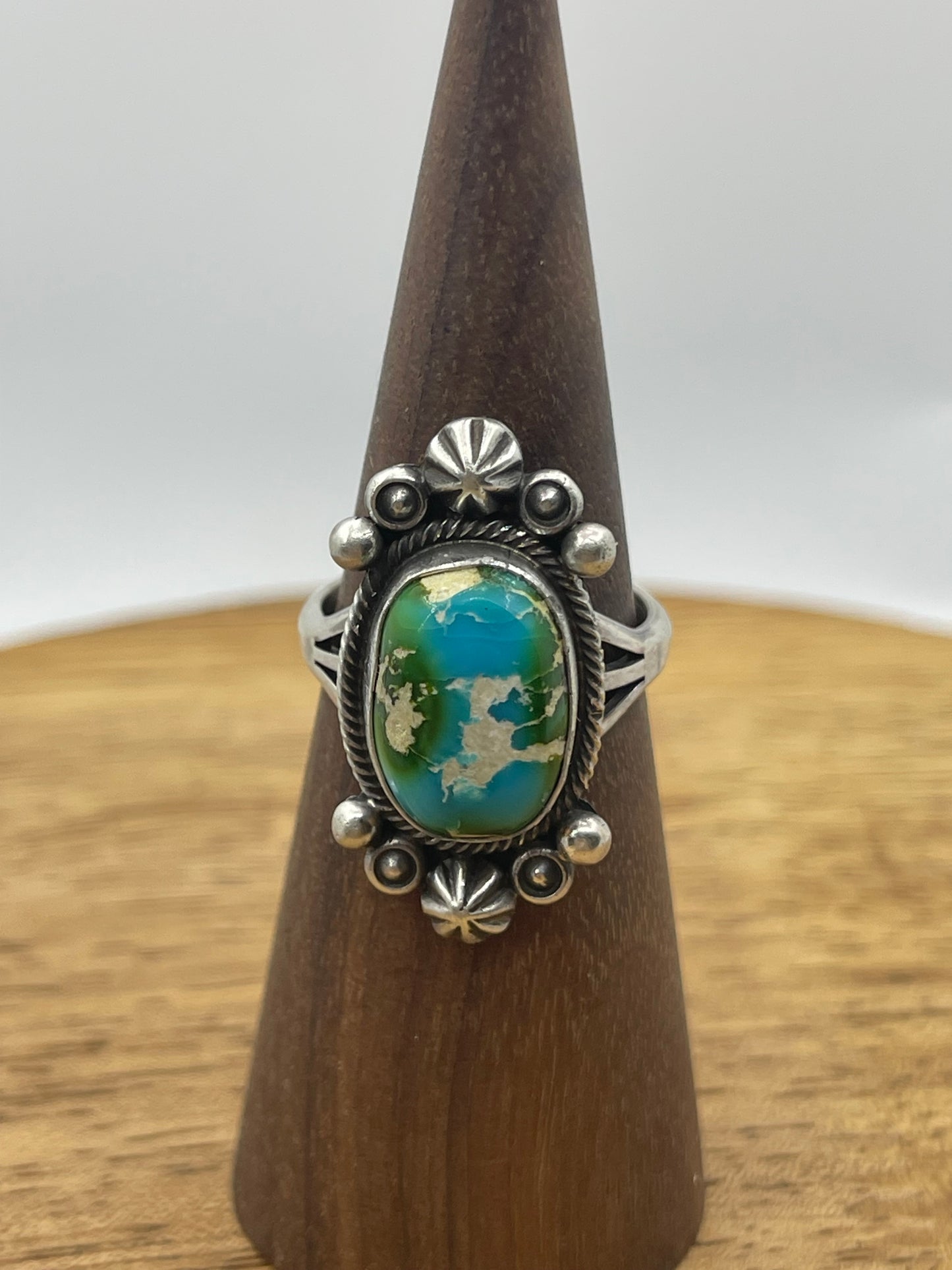 9.0 Sonoran Gold Turquoise Oval Ring by Maritta Benally, Navajo