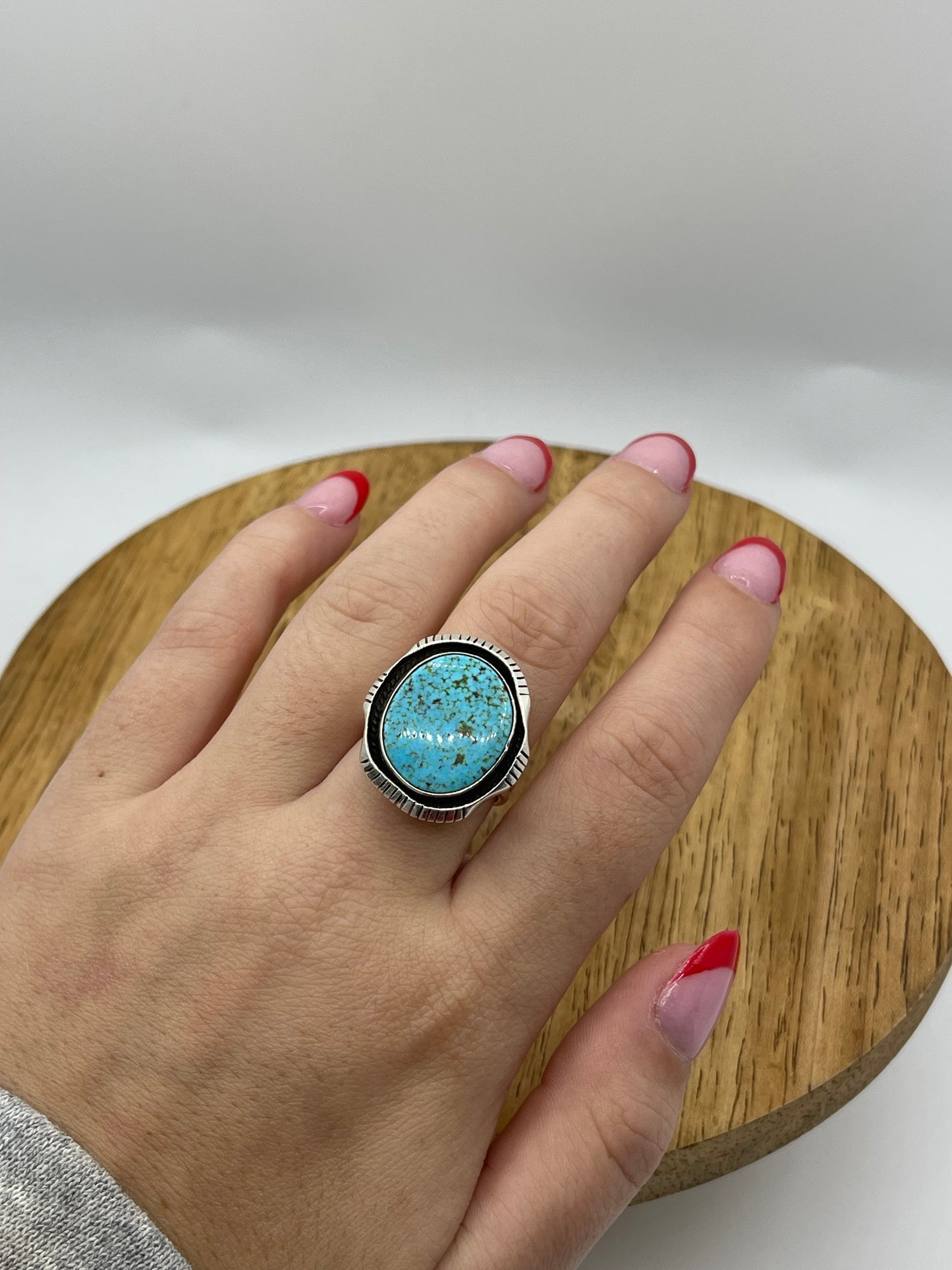 8.0 Round Kingman Turquoise Ring