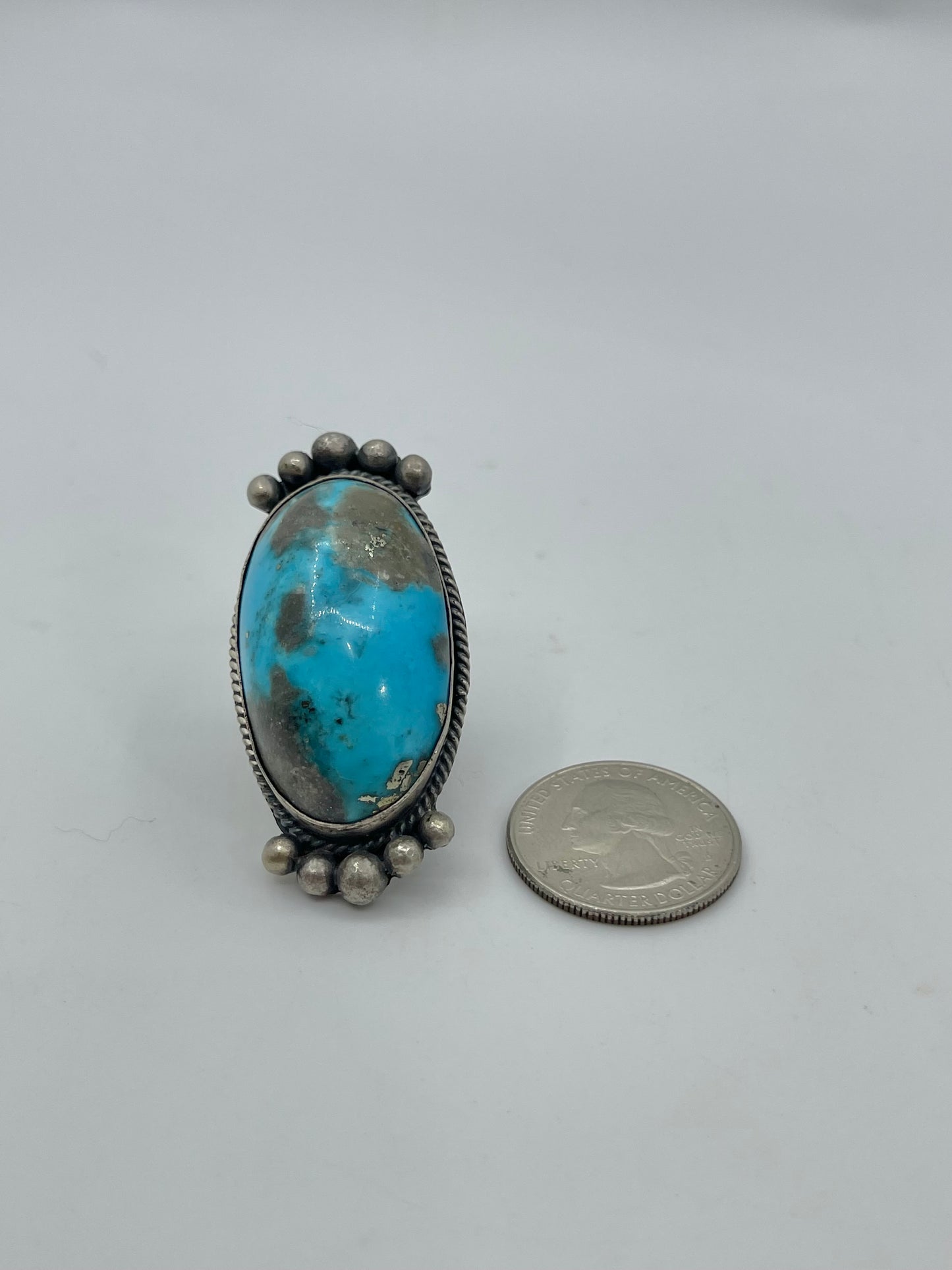 5.0 Oval Persian Turquoise Ring By Boyd Ashley Navajo