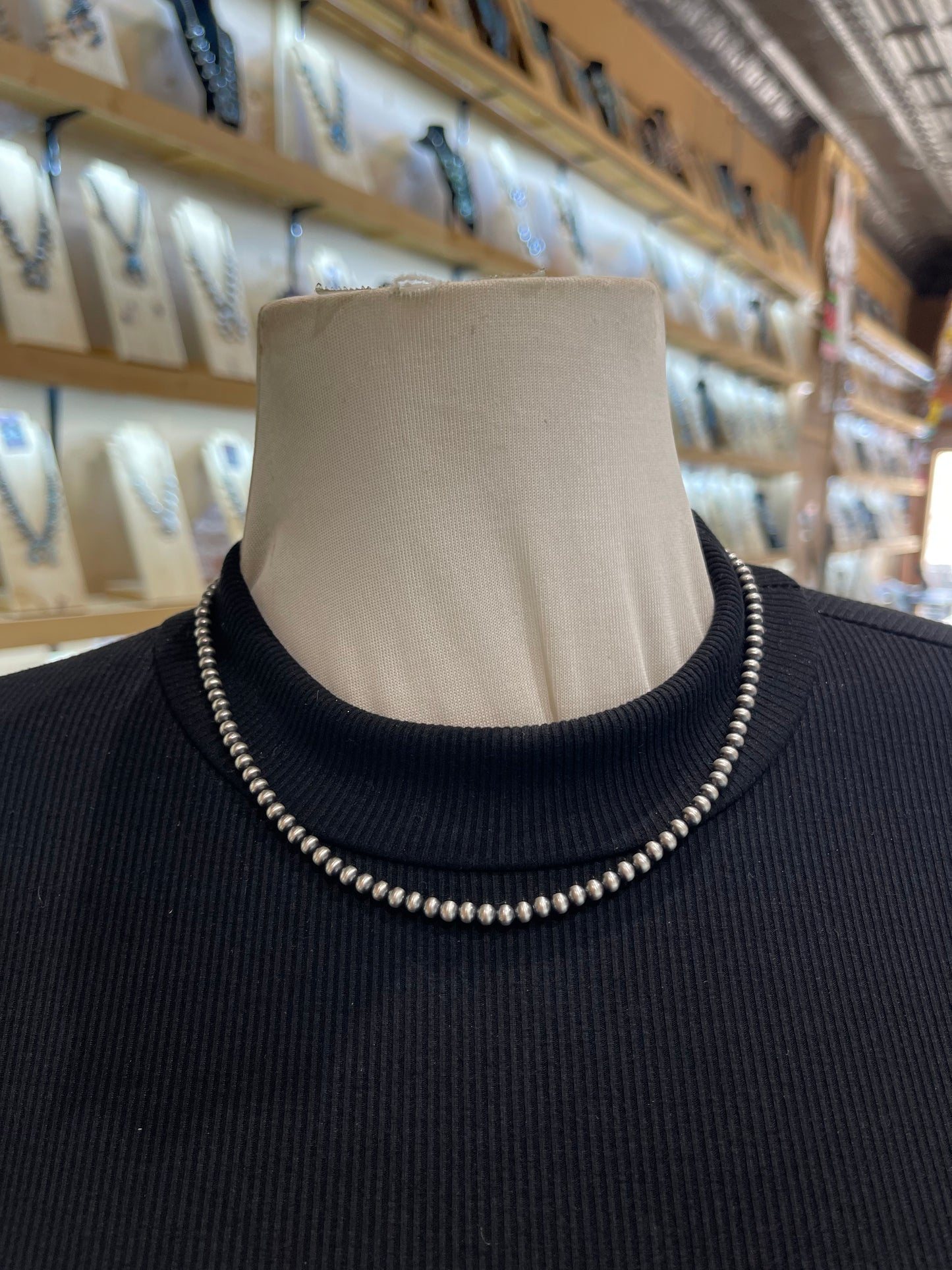 18” 4mm Navajo Style Pearls Strung by Louise Joe, Navajo