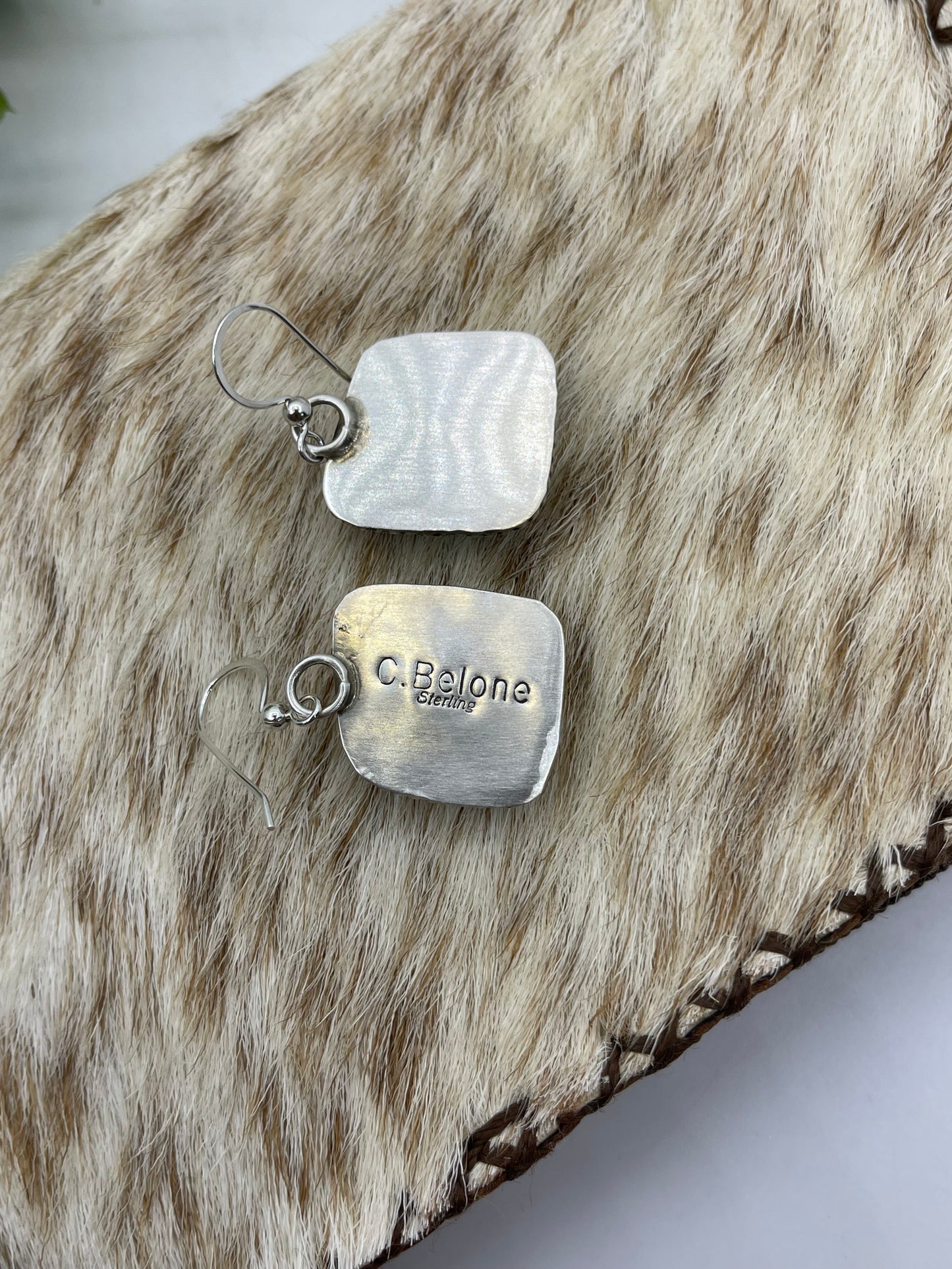 Cotton candy Dangle Earrings by Chassity Belone, Navajo