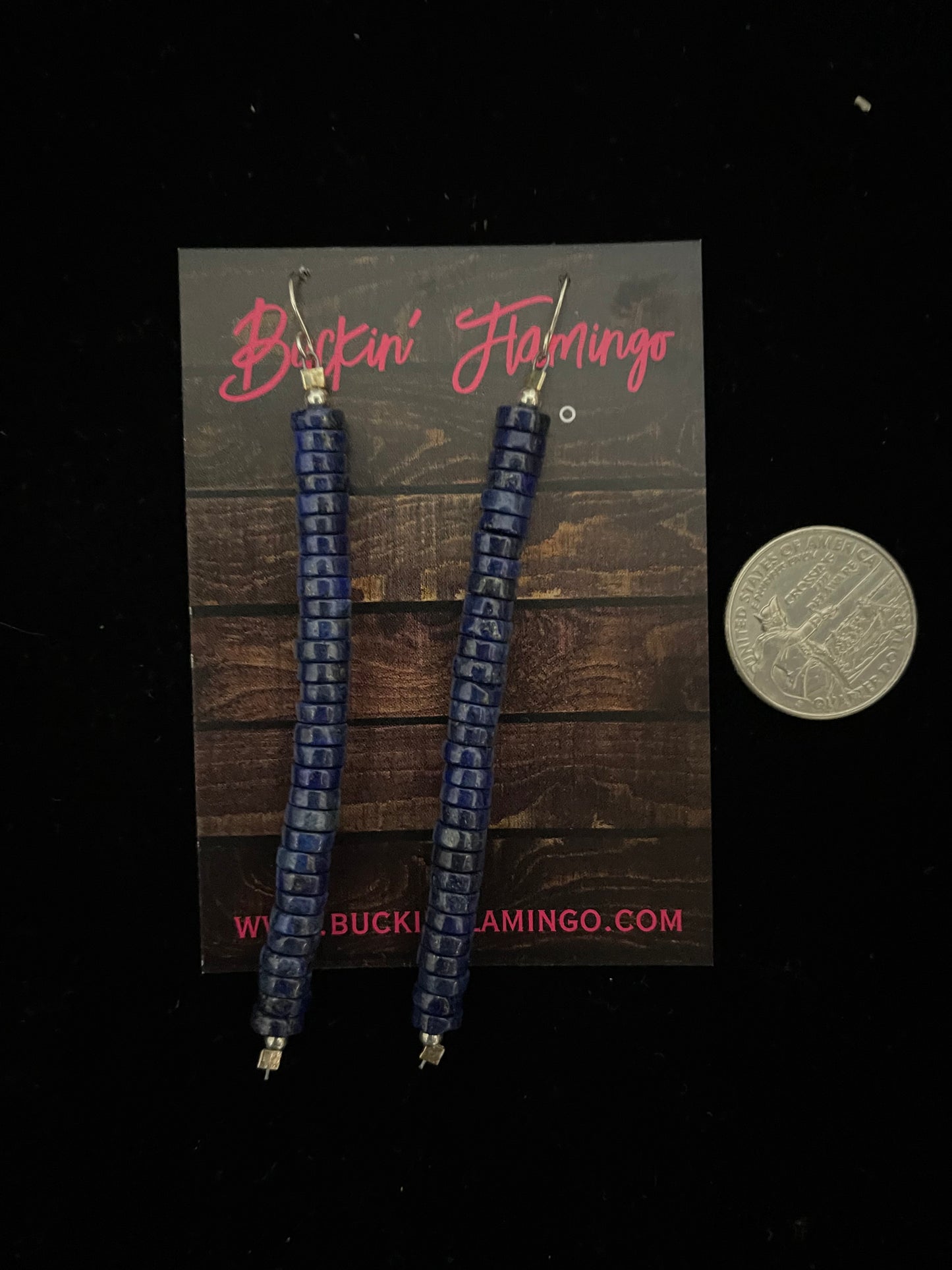 4" Lapis Beaded Dangle Earrings