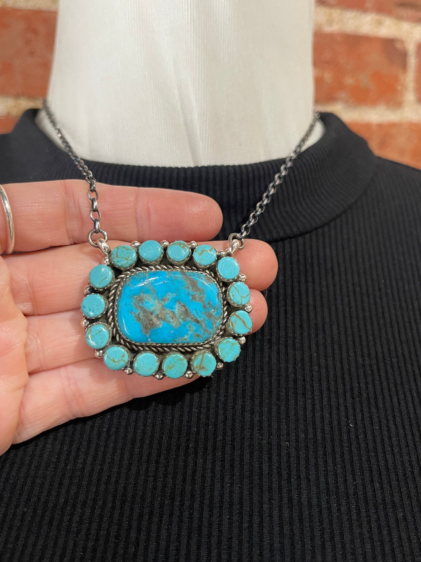 Turquoise Cluster Necklace by Larry Etsitty, Navajo