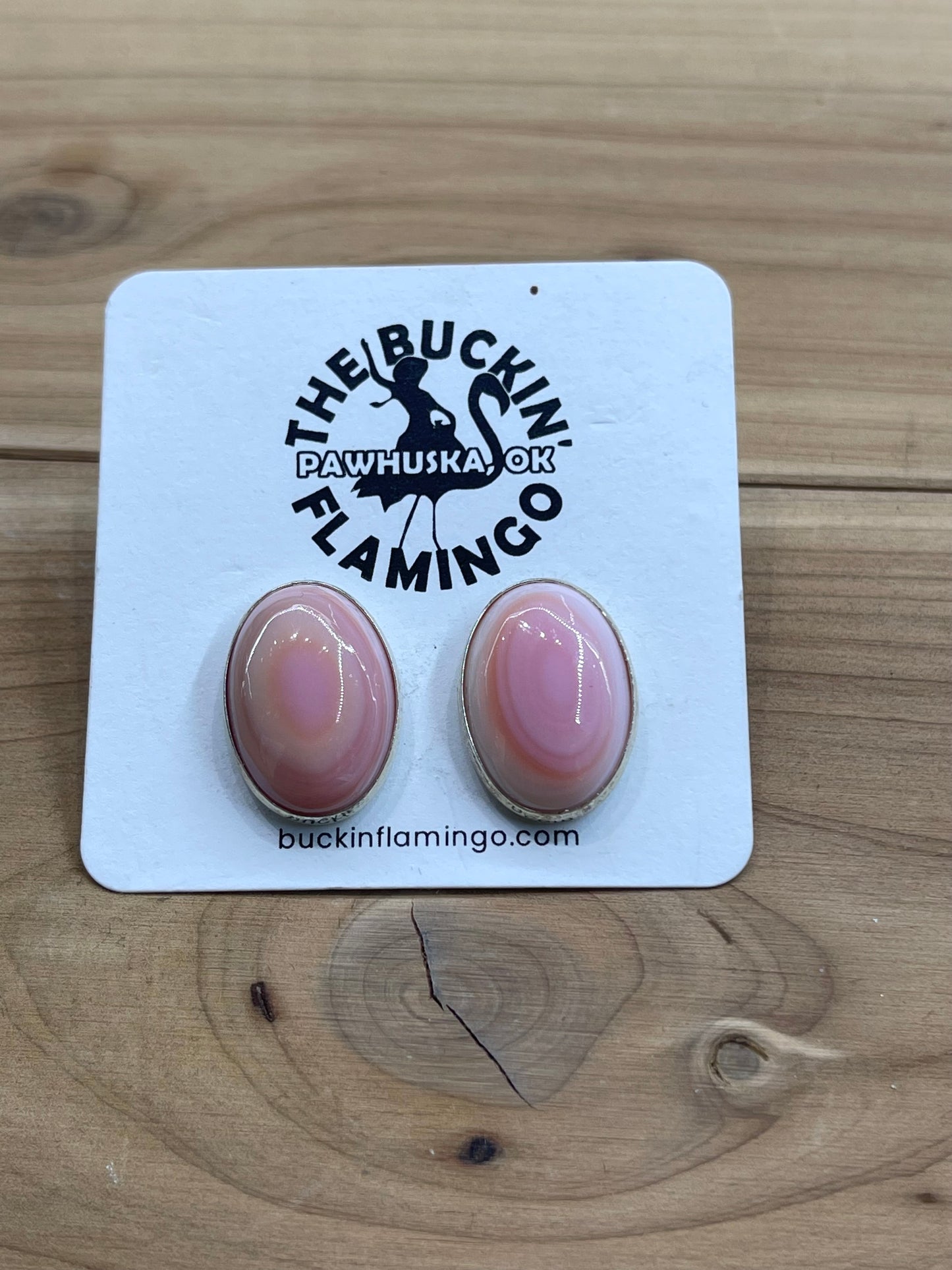 13mm Pink Conch Shell Oval Earrings