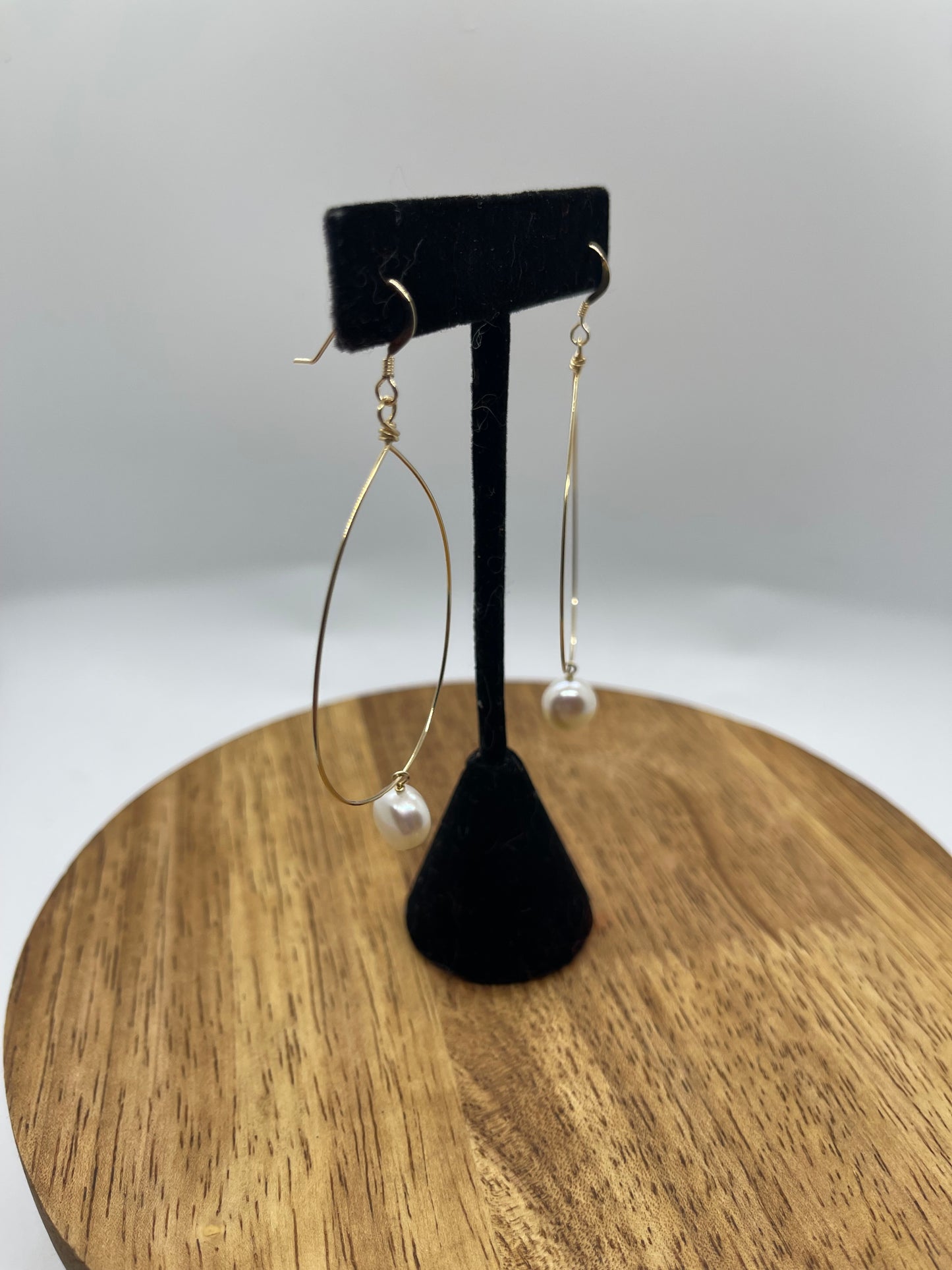 14k gold Filled Teardrop Dangle Earrings with Freshwater Pearls