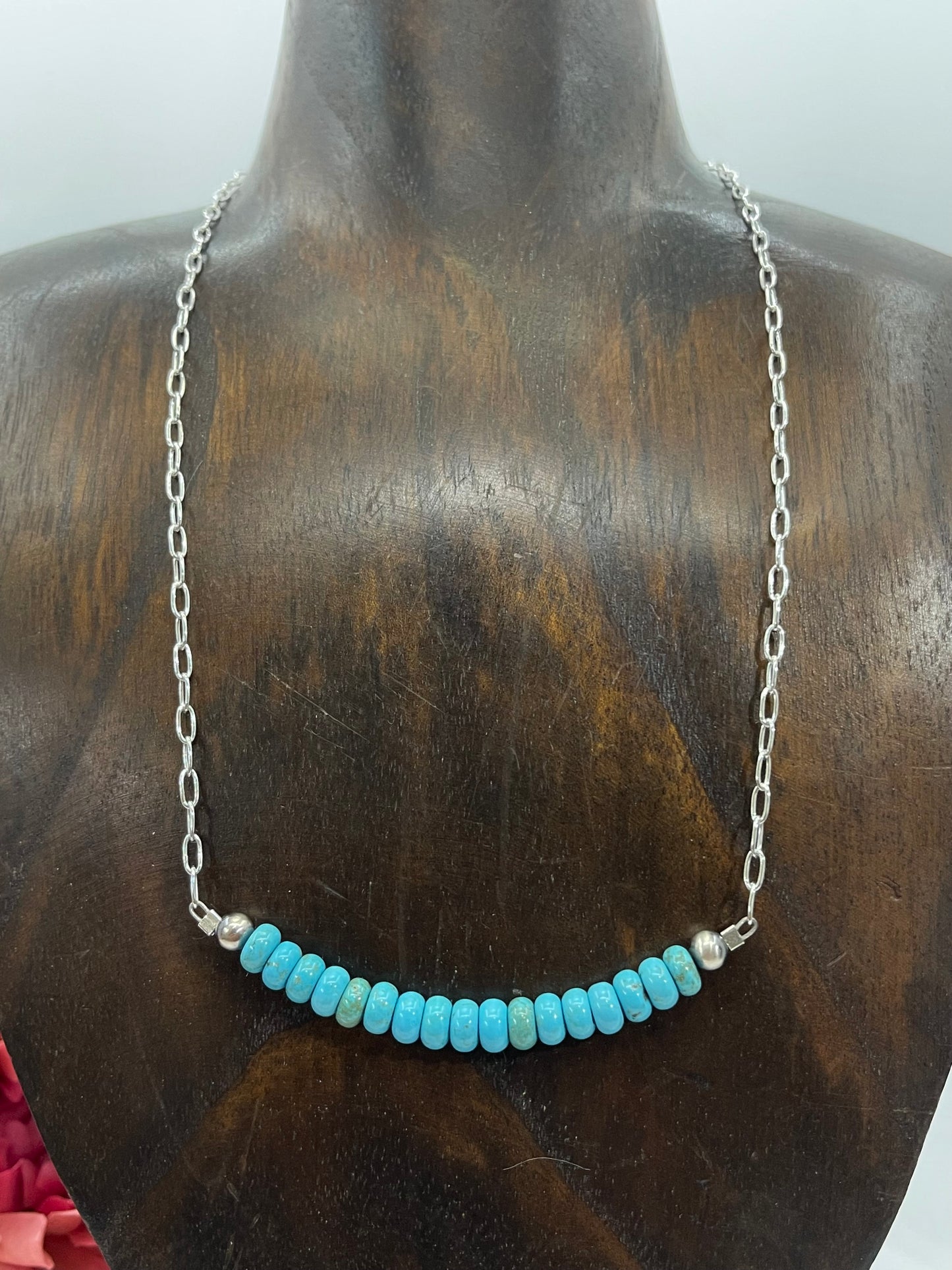 18" Round Turquoise Bead Necklace