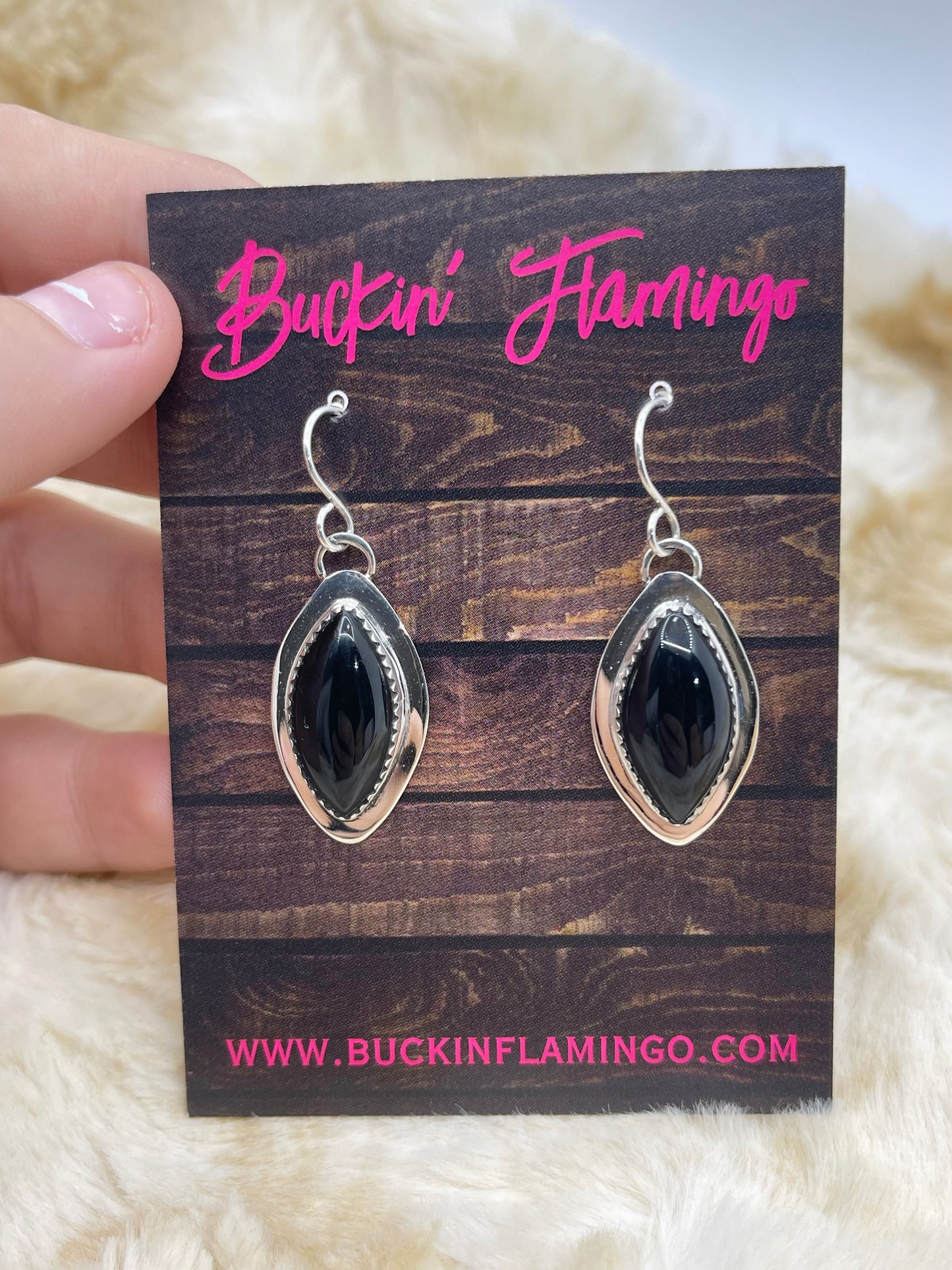Black Onyx Earrings by Marie Jackson, Navajo