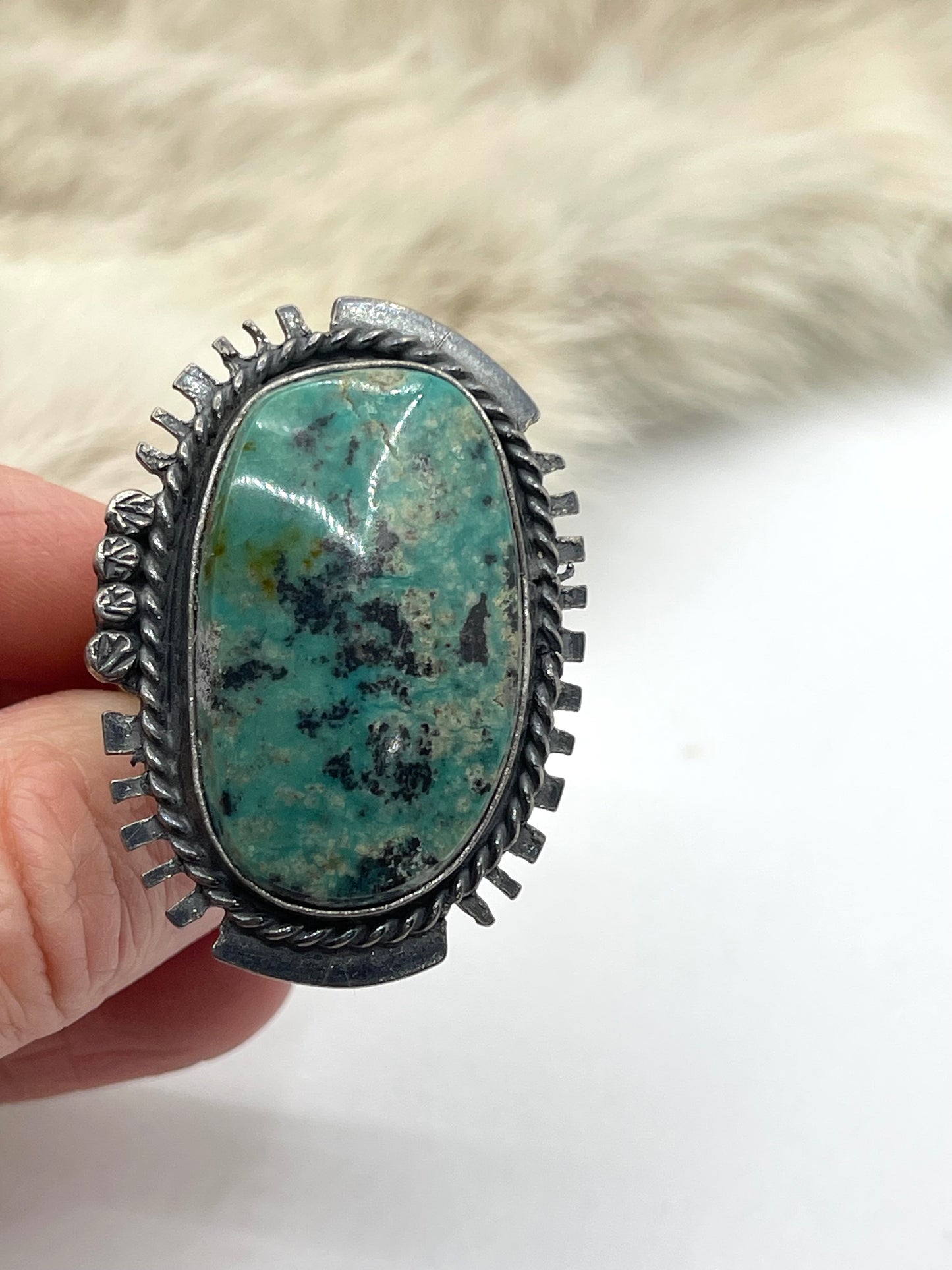 10.5 Kingman Turquoise Ring By Gilbert Nez, Navajo