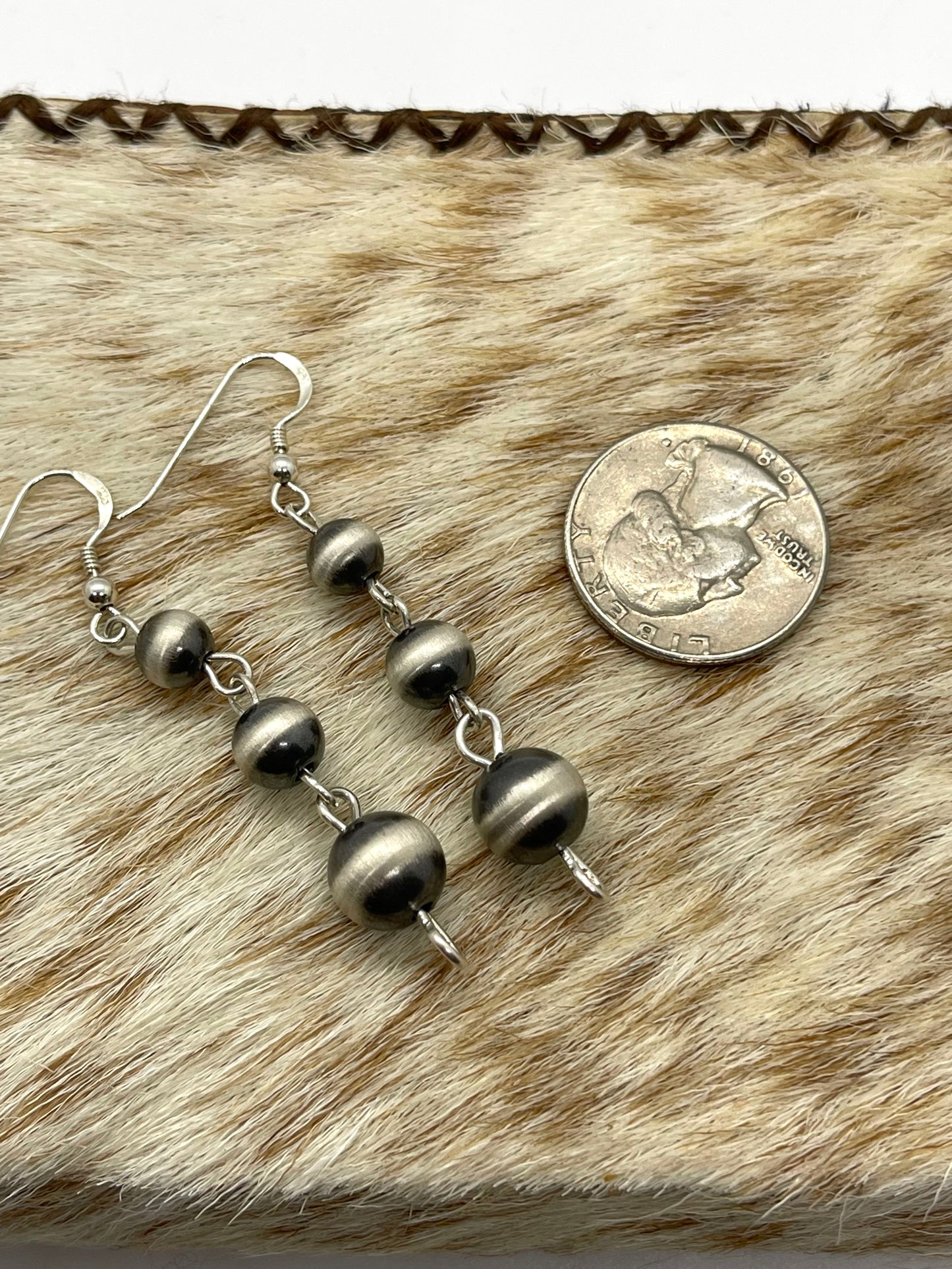 7mm-10mm Handmade Navajo Pear Linked Dangle Earrings
