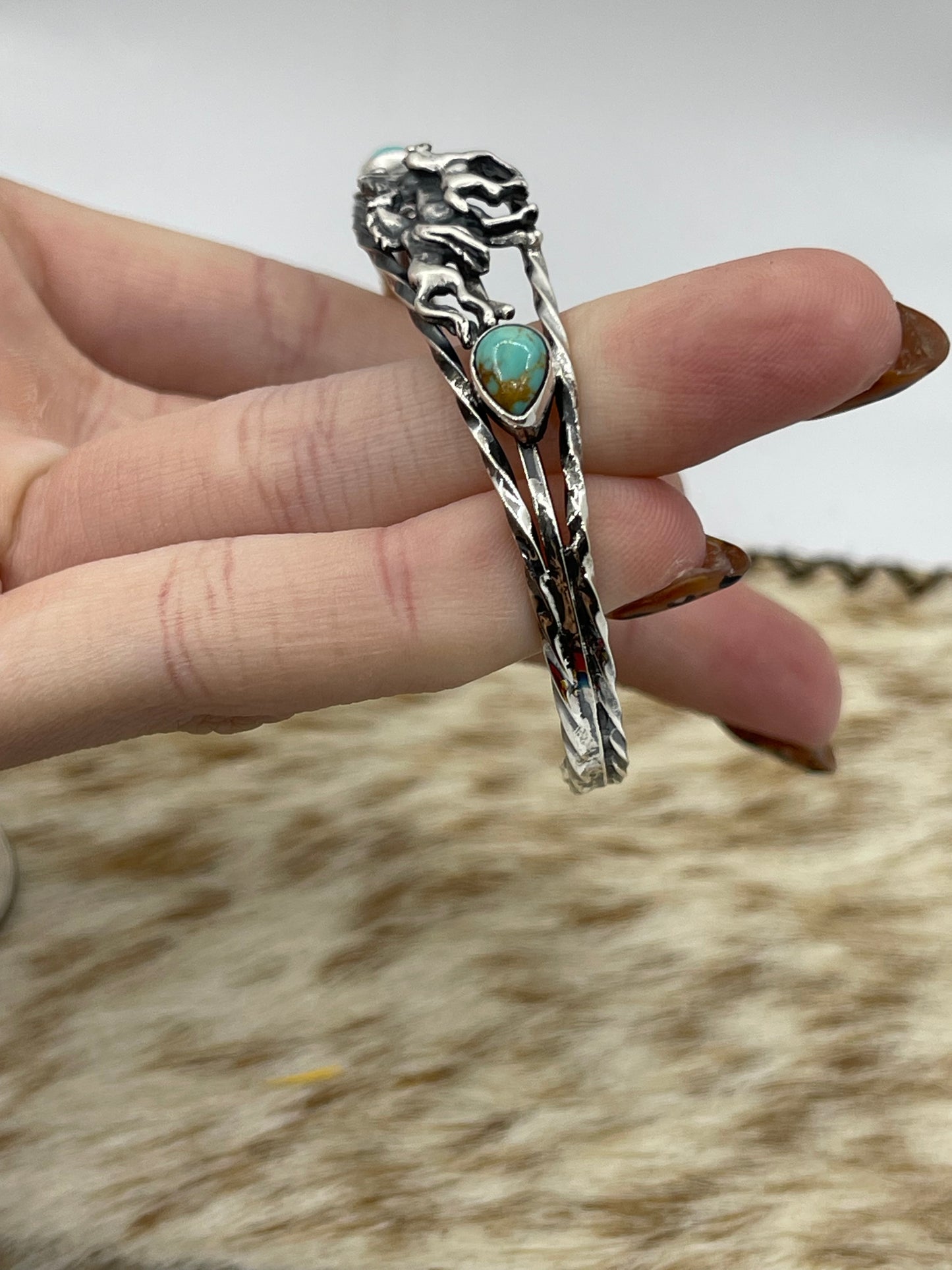 5.5”- 7” Turquoise Horse Cuff by Bobby Platero, Navajo