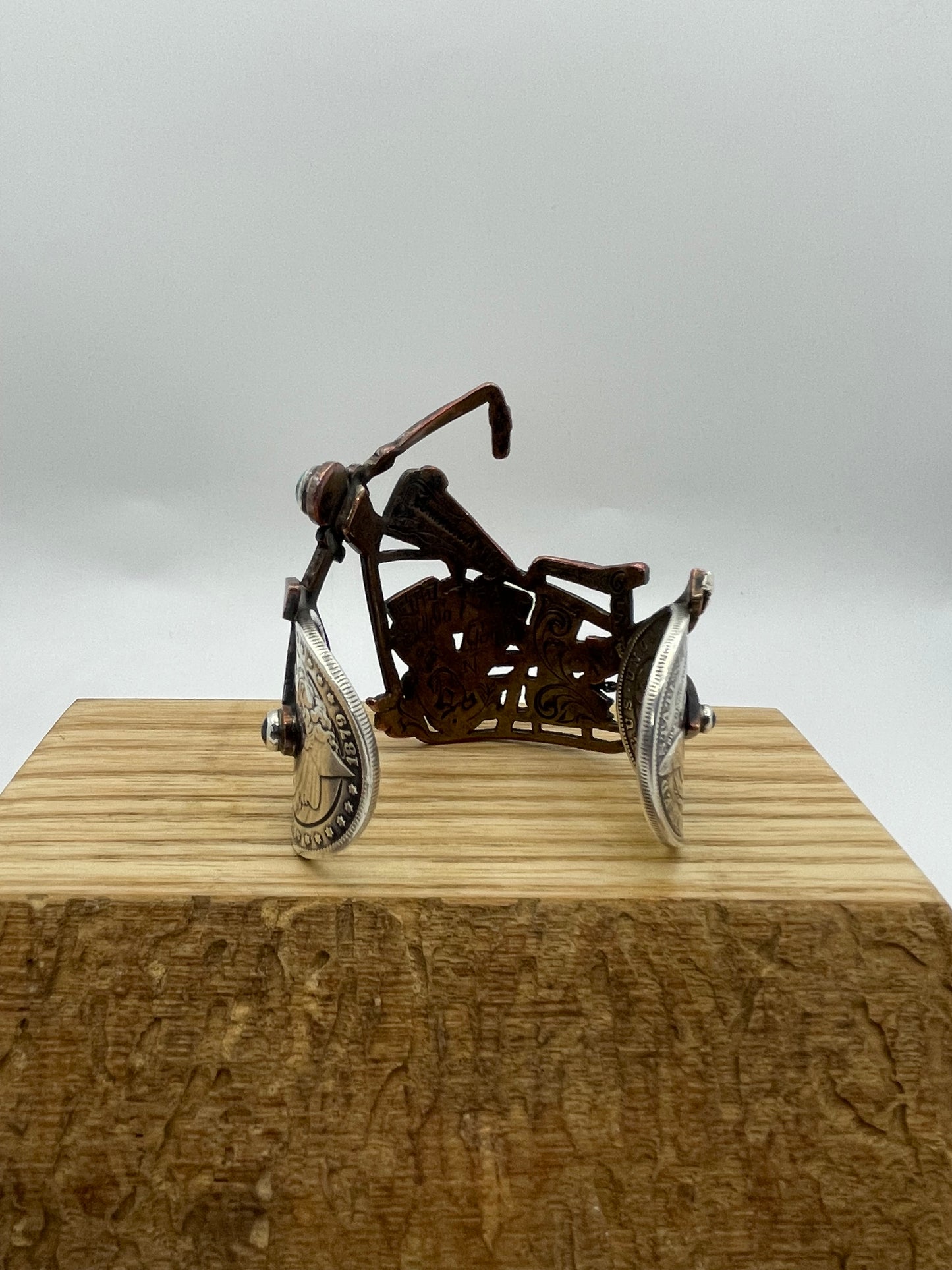 6.5 14K Solid Gold Sterling, Brass Antique Silver Dollars, Amber & Turquoise Cuff