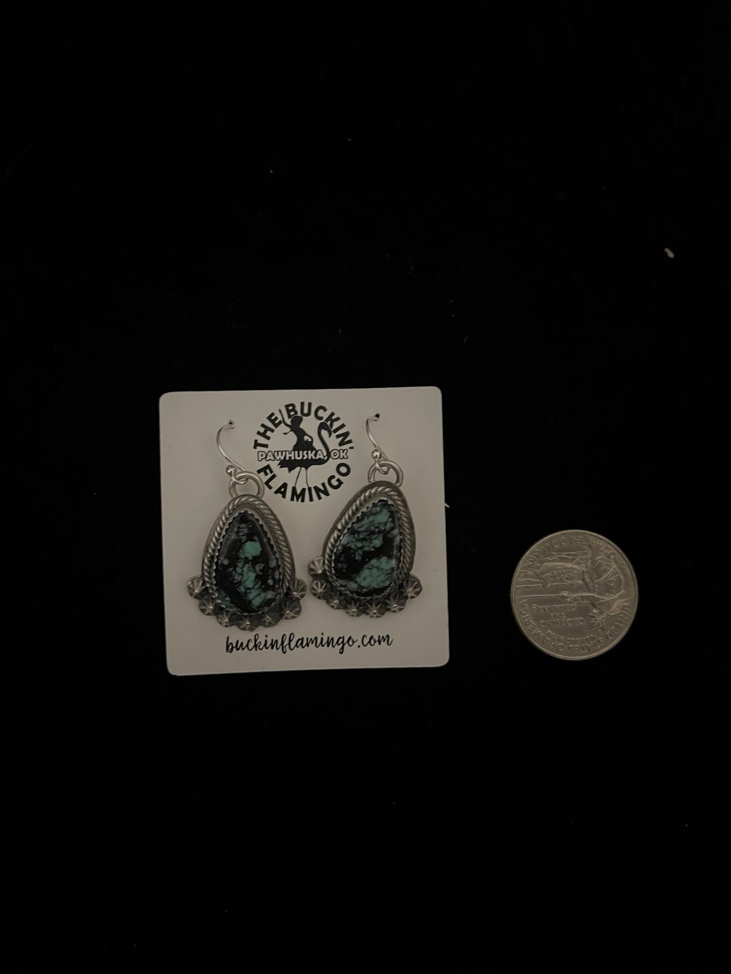 Mantis Turquoise Dangle Earrings by Boyd Ashley, Navajo