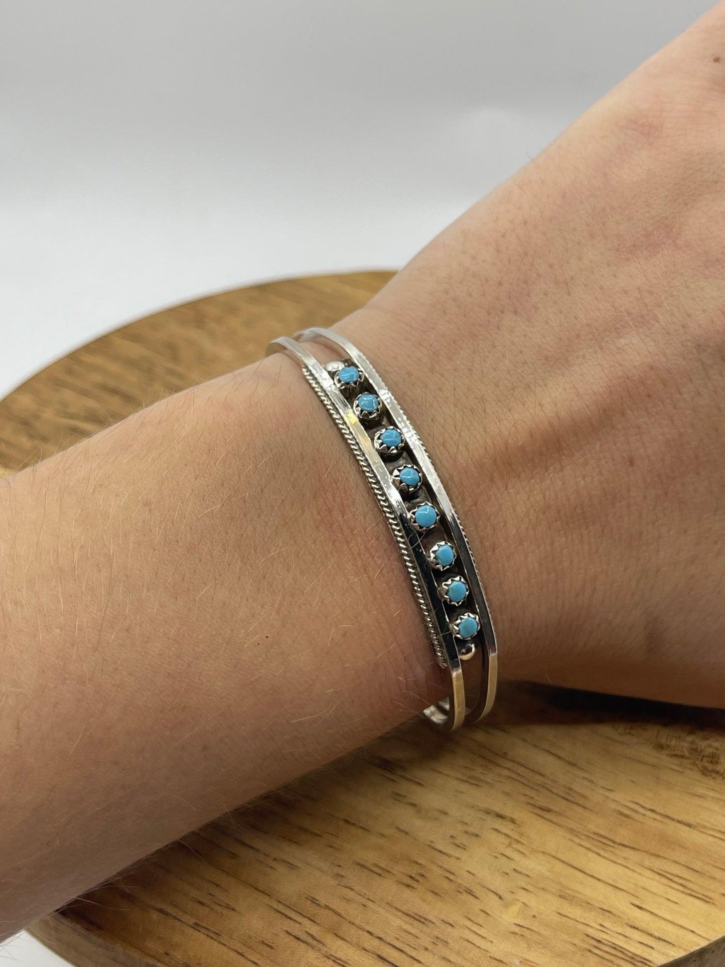 Turquoise 8 Stone Stacker Cuff By Susie Livingston, Zuni