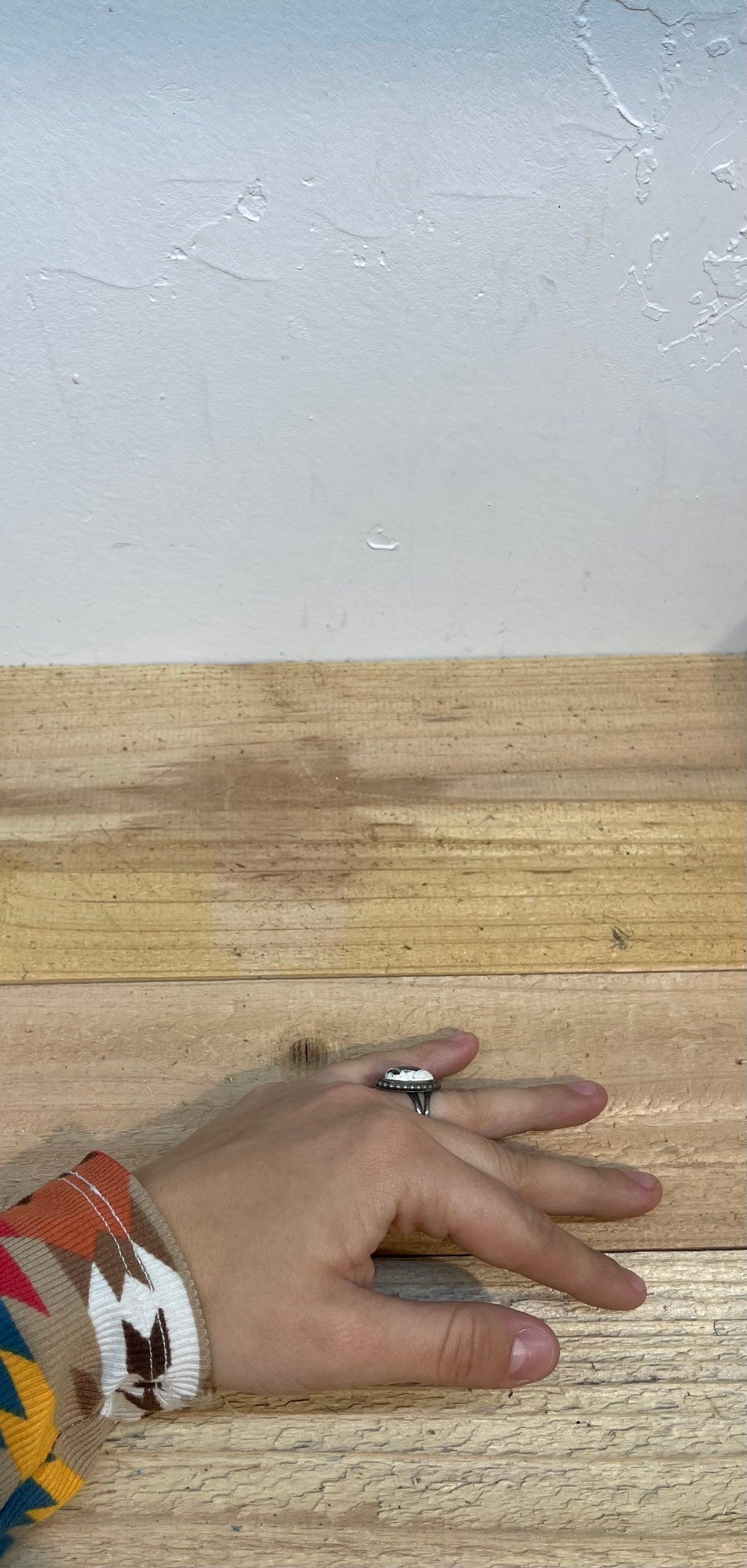 5.5 Dainty White Buffalo Ring by Navajo Artist