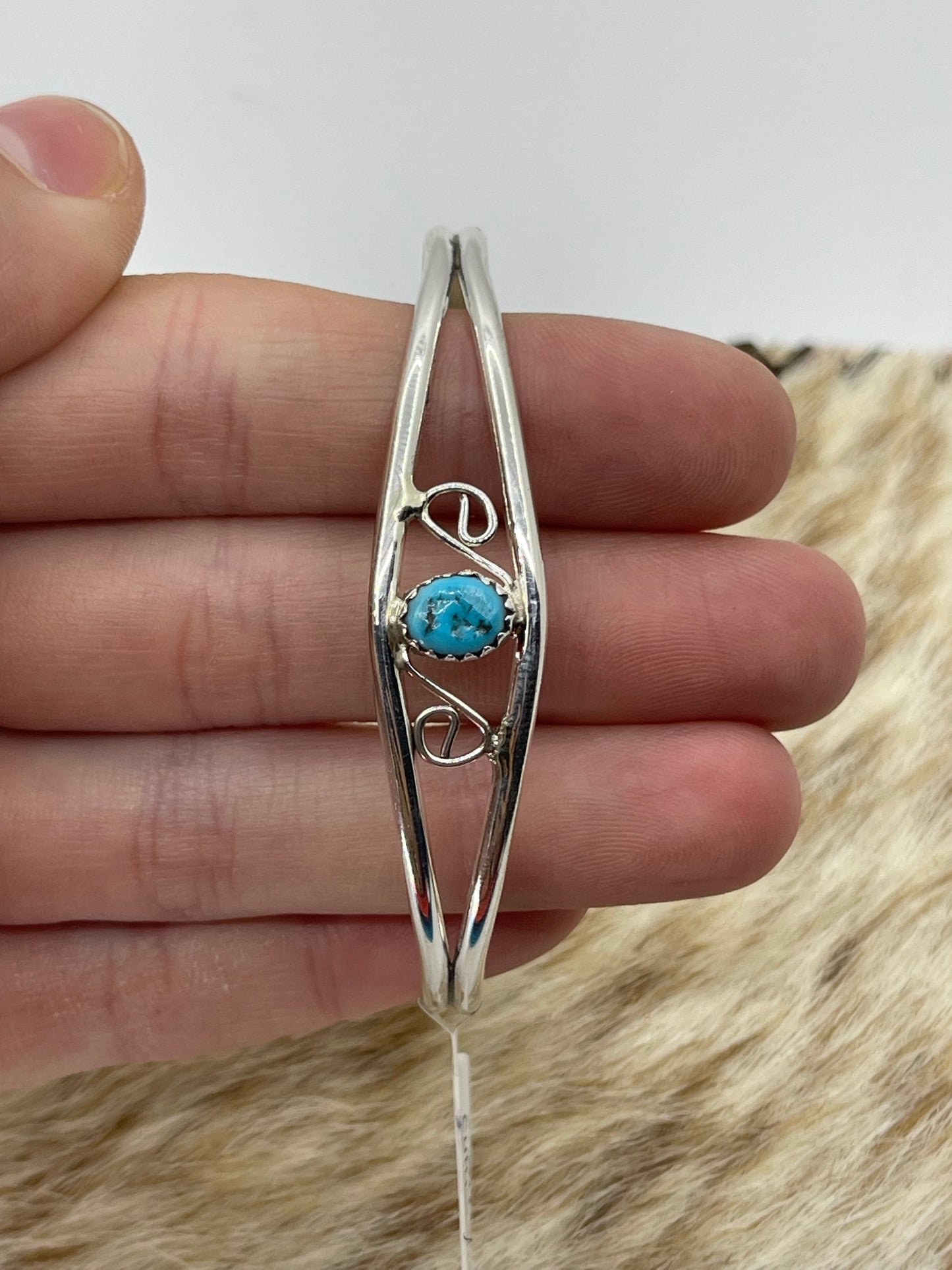 5 1/2"-6 1/2" Dainty Turquoise Cuff by Judy Lincoln, Navajo