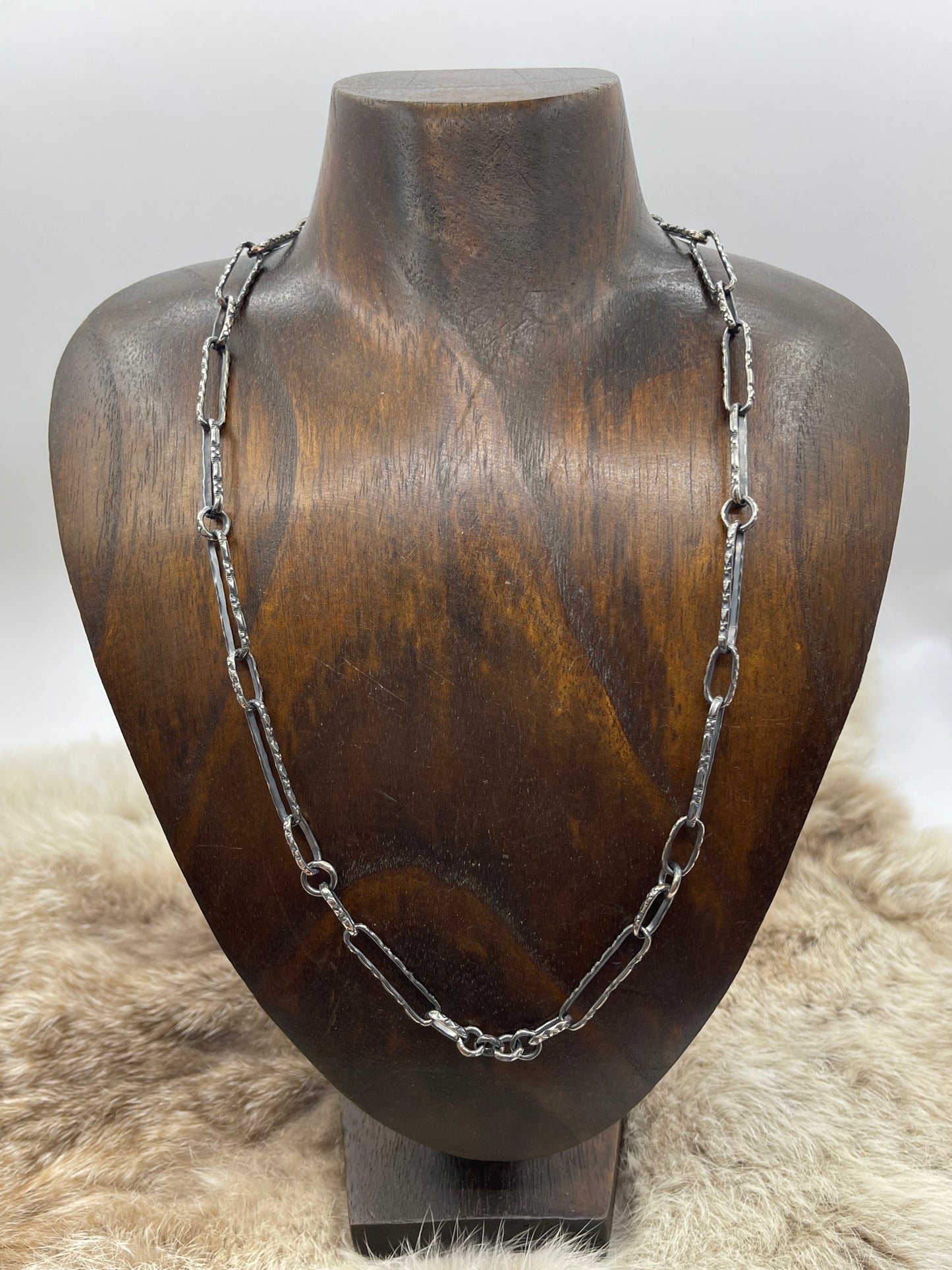 21" 7.6mm @Widest Pt. Handmade Paperclip Chain Necklace by Bad Bronc