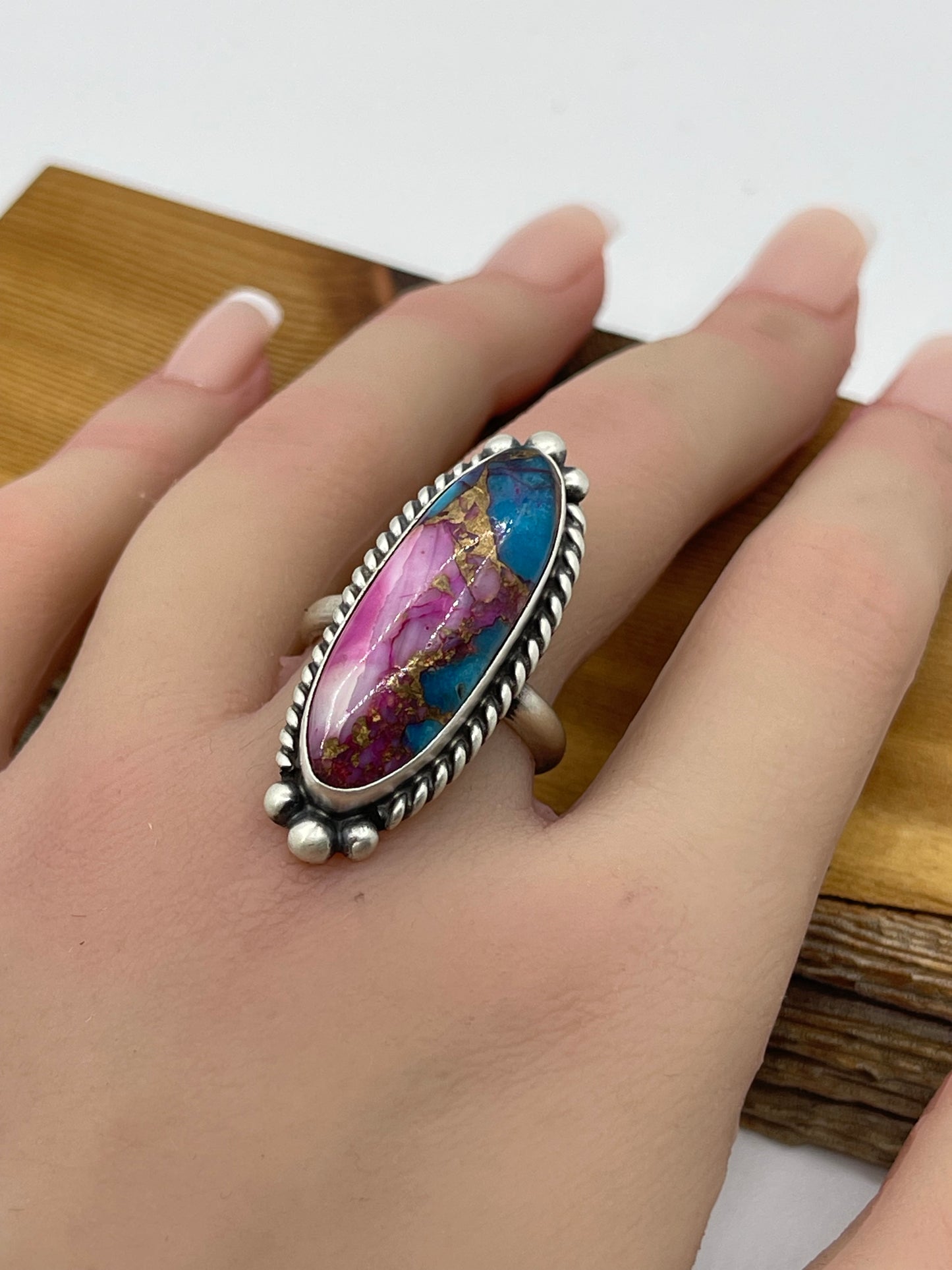Purple Mojave Adjustable Ring by Eugene Belone, Navajo (Matrix Varies)