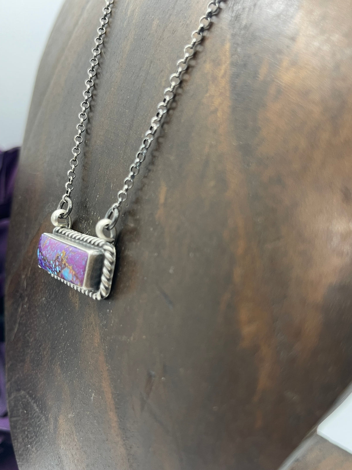 LOT 3 9/20 Purple Mojave 1" Bar Necklace by Johnny Dixon, Navajo