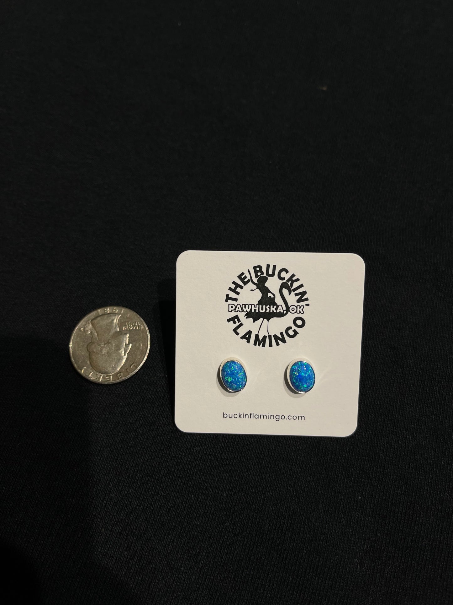 Blue Opal 7.5 mm Oval Post Earrings
