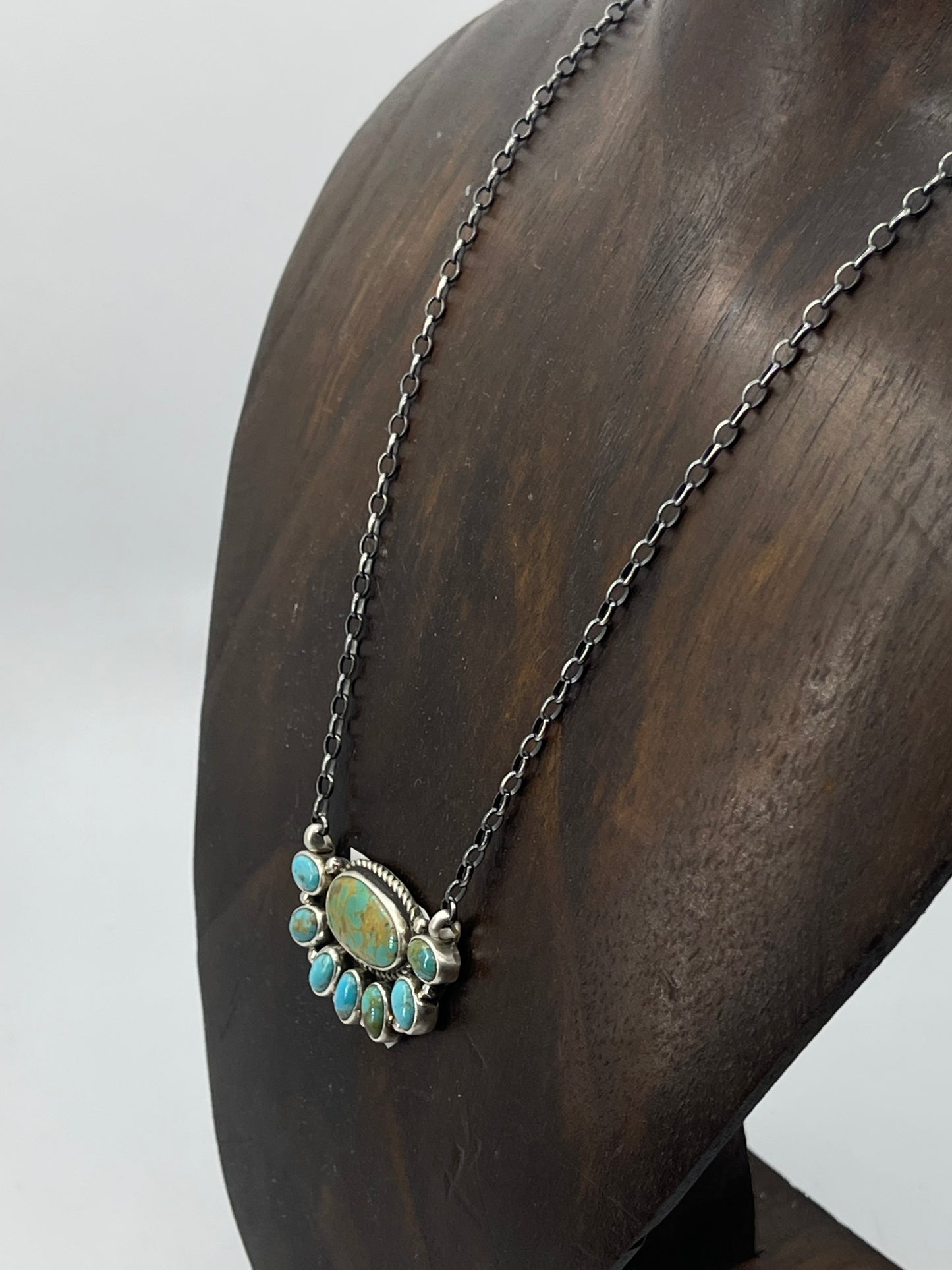 16" Turquoise Half Cluster Necklace by Geraldine James, Navajo