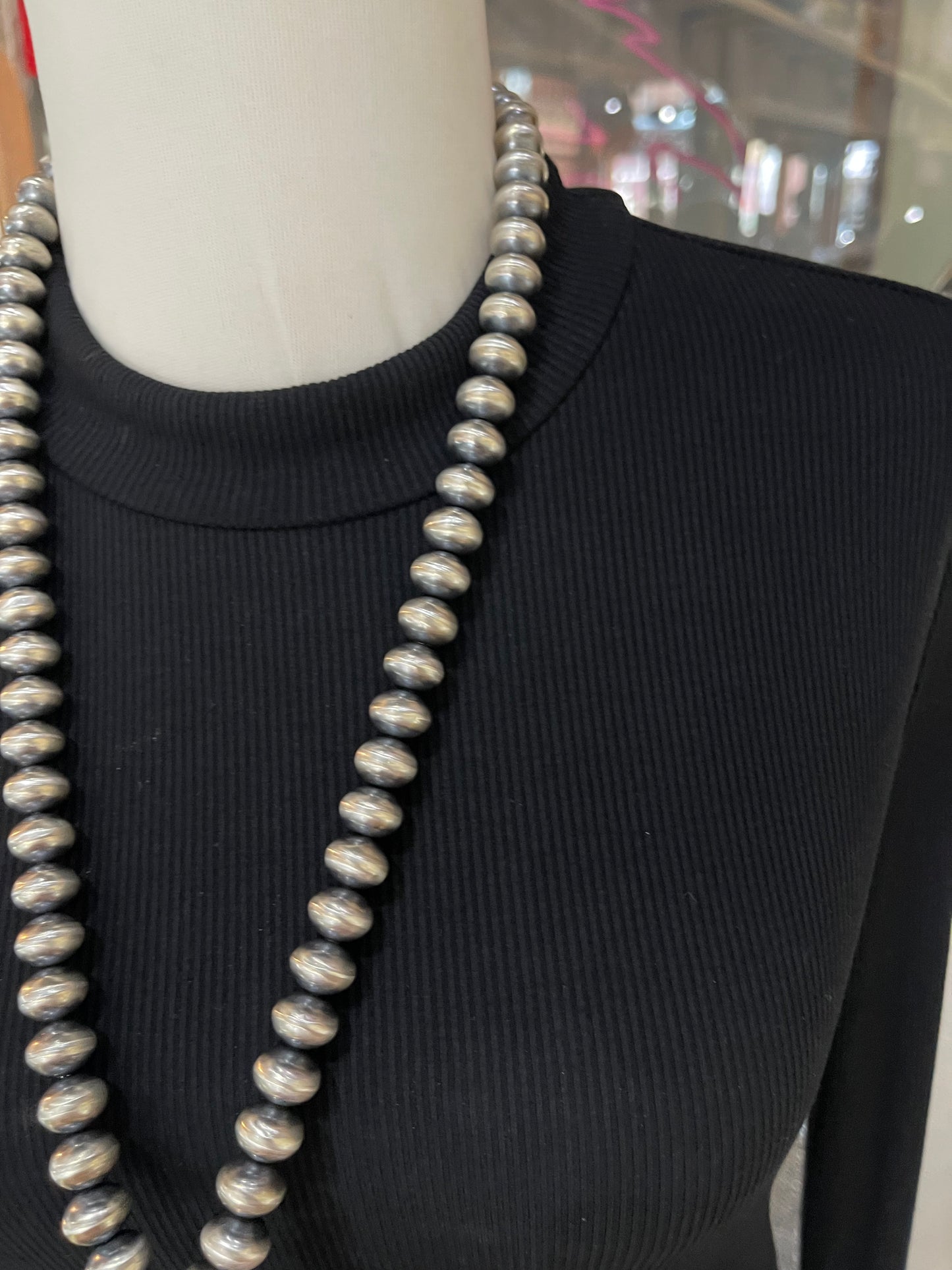 26" Turquoise Naja Pendant Necklace on 12mm Navajo Pearls