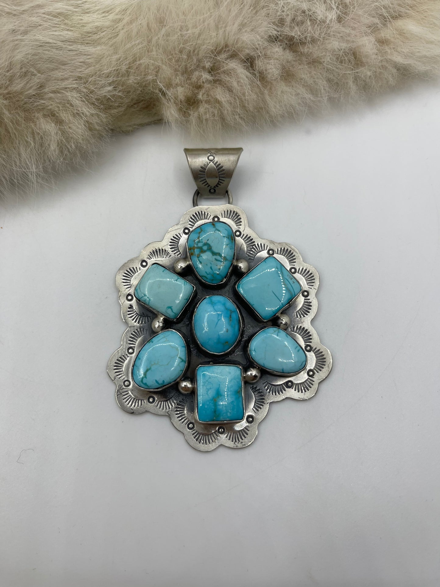 7mm Bail Sonoran Turquoiseby Lyle Piaso, Navajo