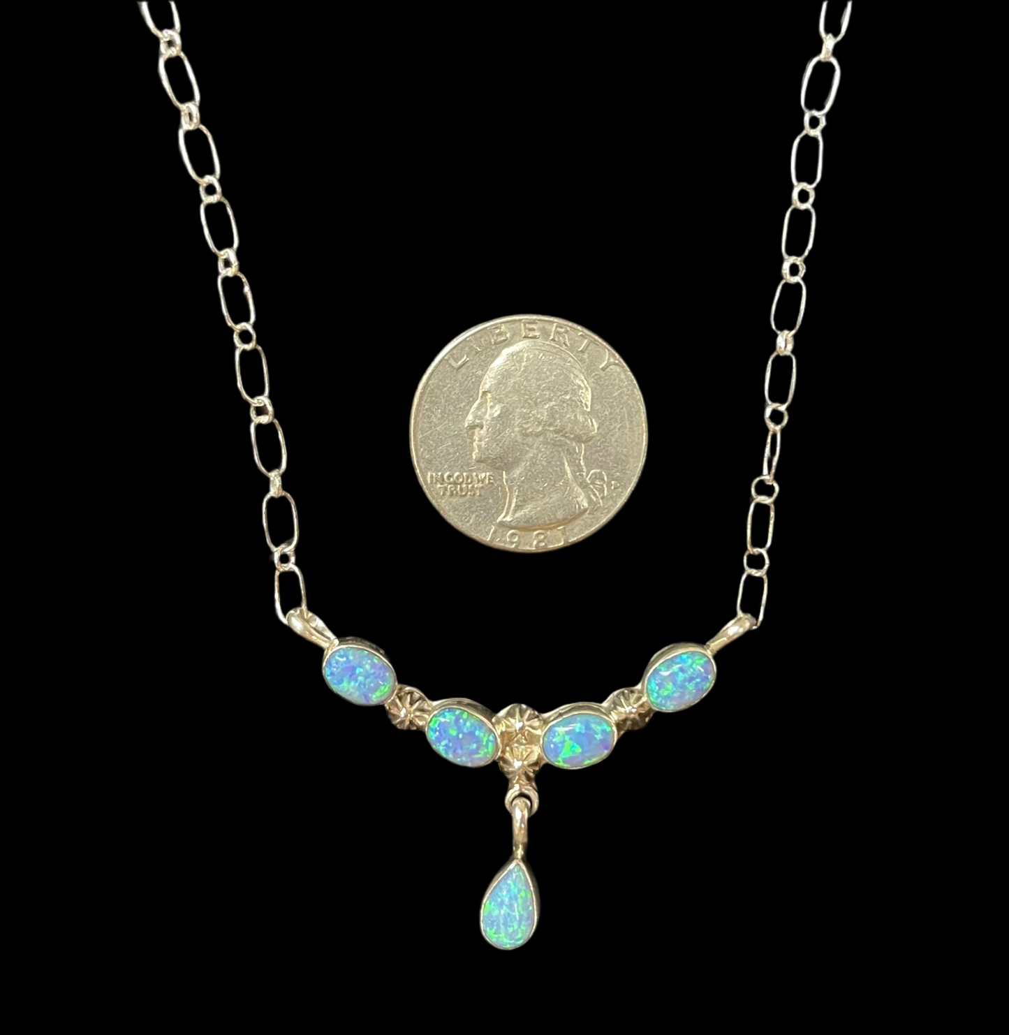 18" Blue Opal Necklace by Verley Betone, Navajo
