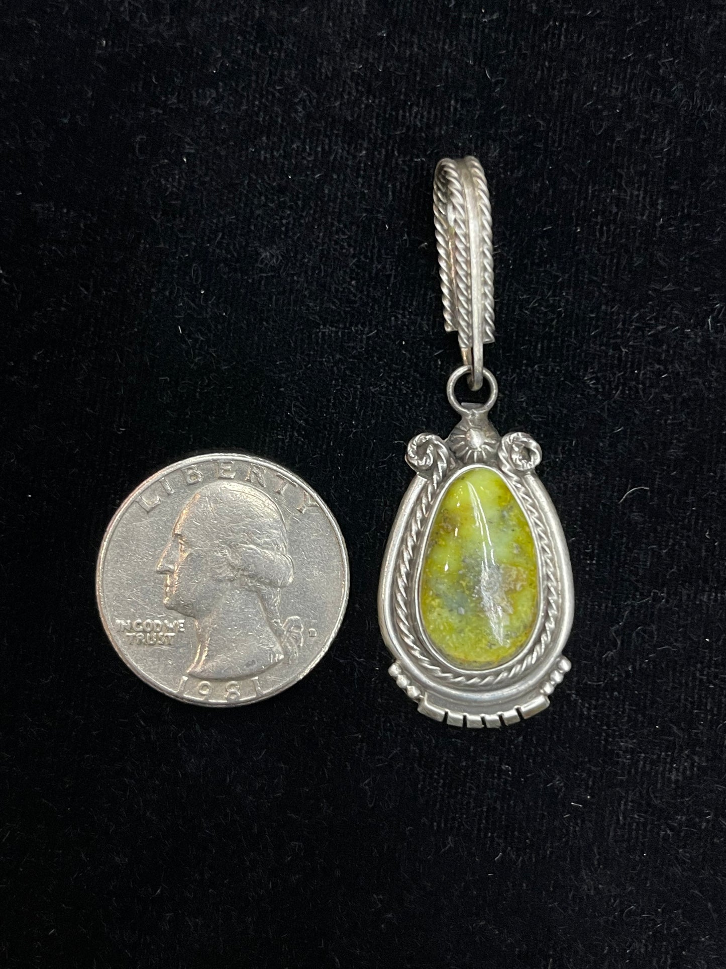 8.5mm Bale Palomino Turquoise Pendant by Samuel Yellowhair, Navajo