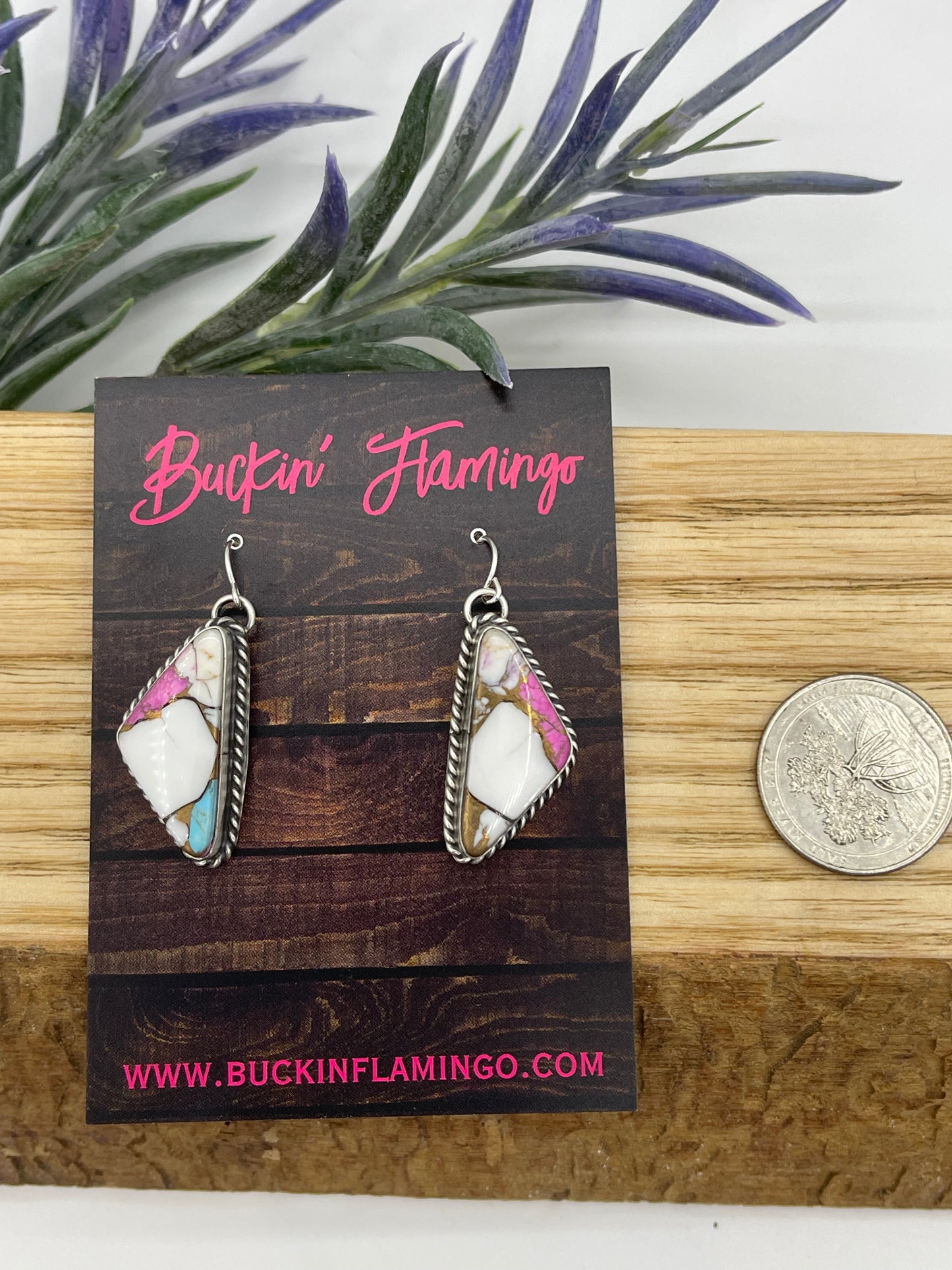 Cotton Candy Dangle Earrings by Chassity Belone, Navajo