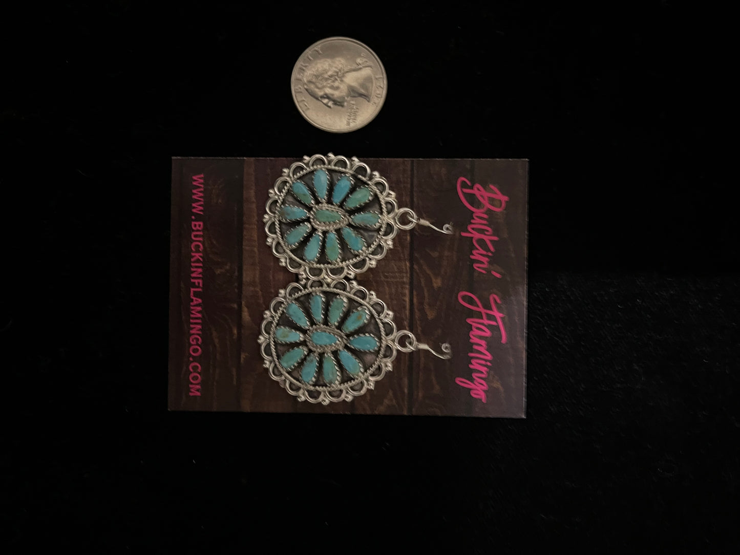Turquoise Cluster Dangle Earrings by Zeita Begay, Navajo