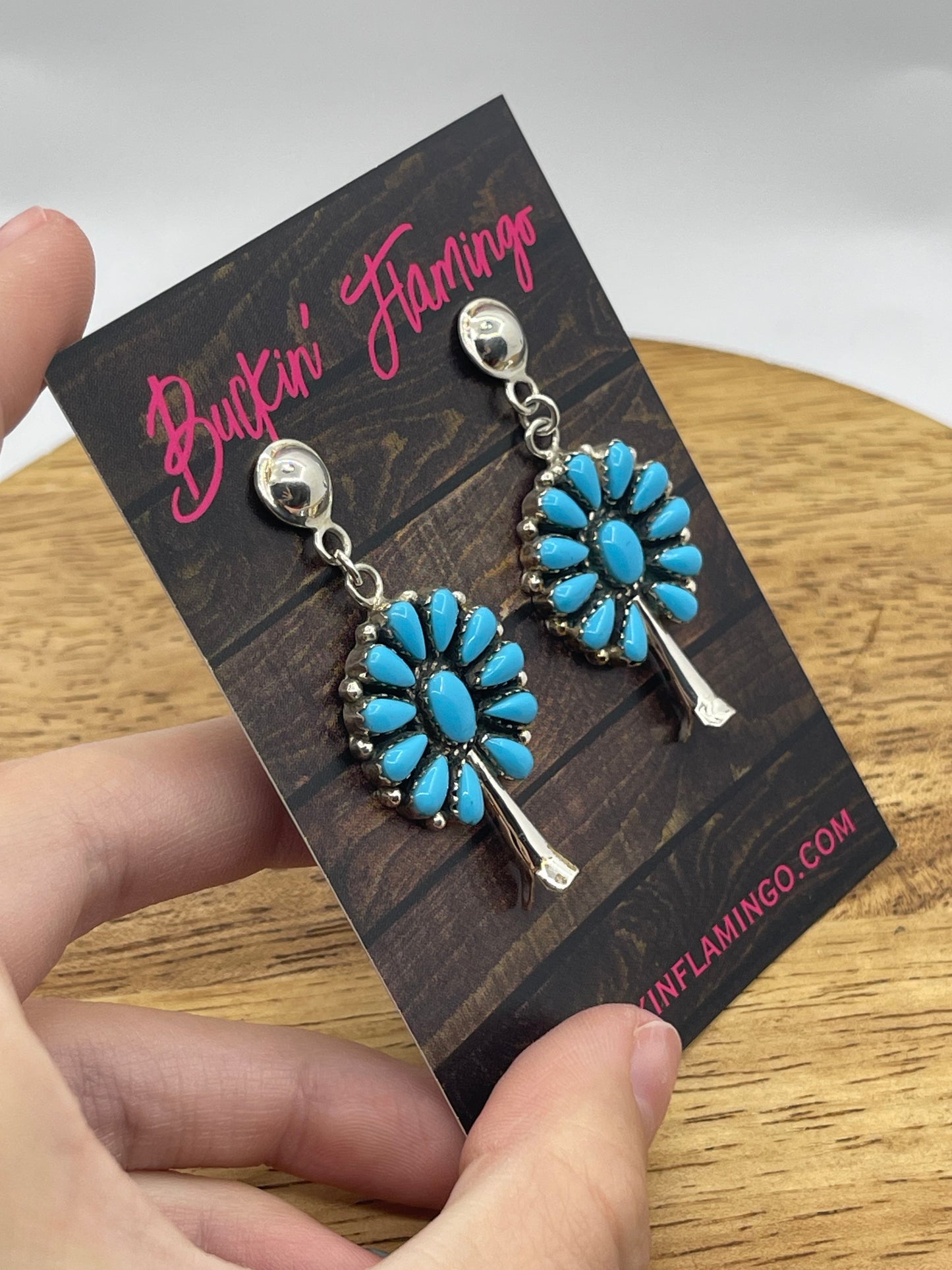 Turquoise Cluster Blossom Dangle Earrings
