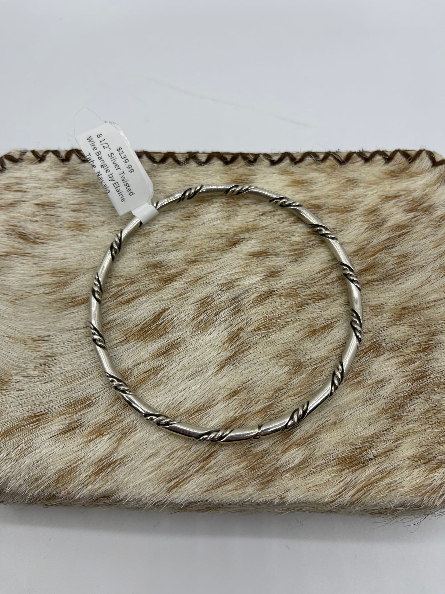 8 1/2" Silver Twisted Wire Bangle by Elaine Tahe, Navajo