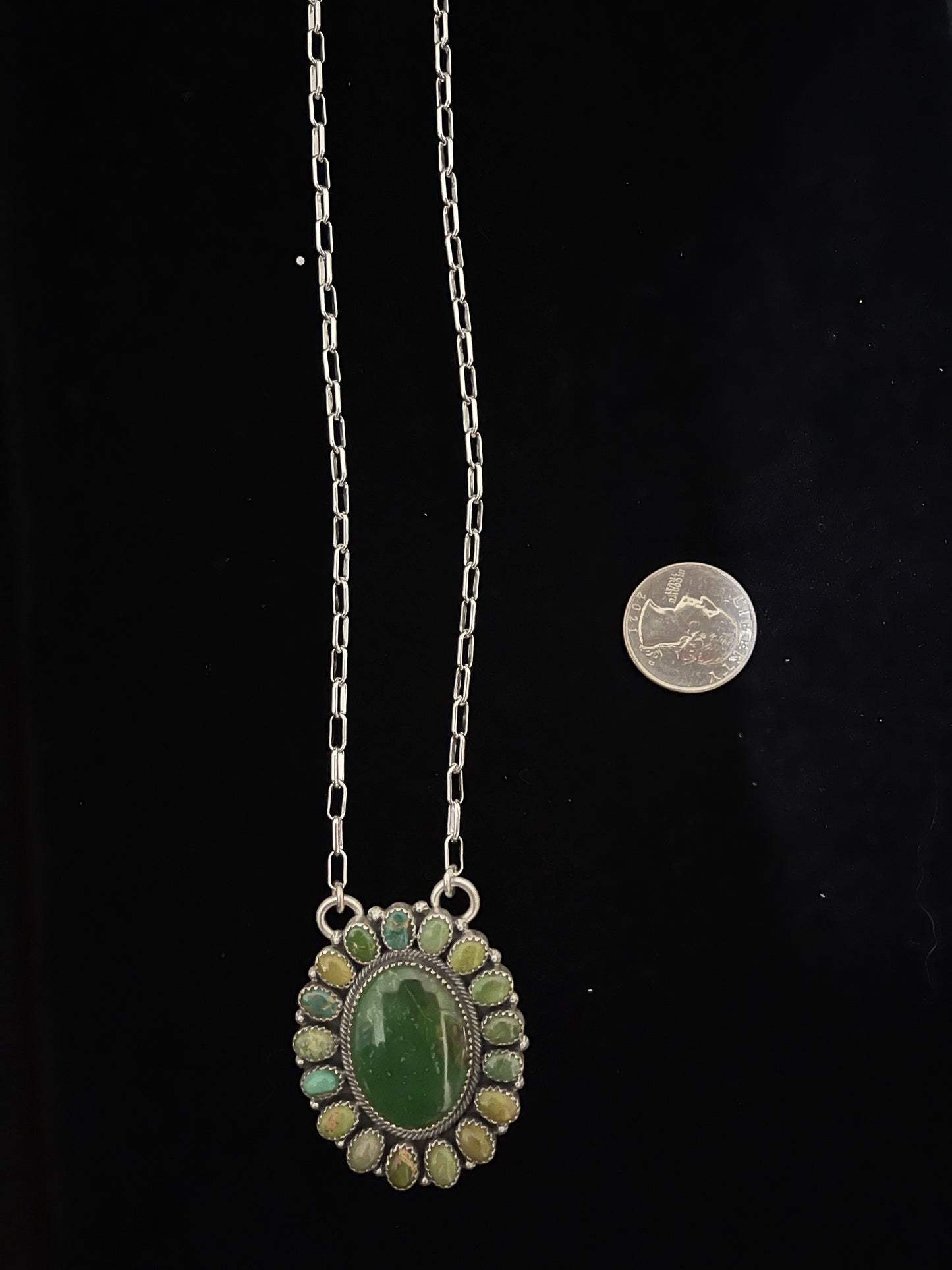 24" Green Turquoise Cluster Necklace