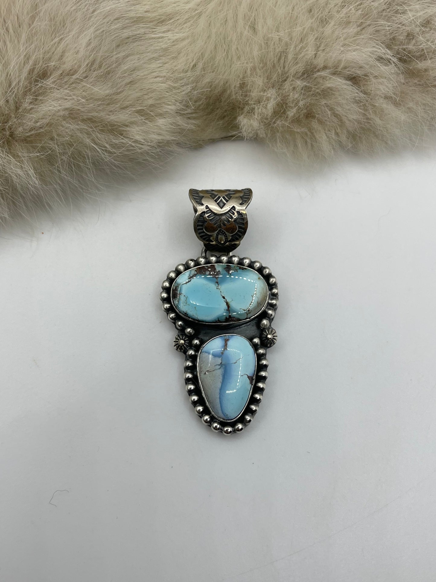 10MM Bail 2 Stone Golden Hills Turquoise Pendant