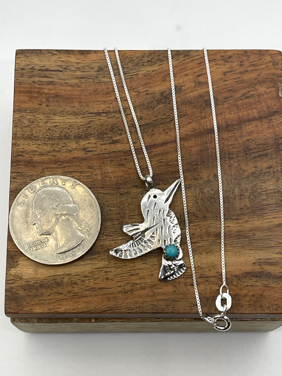 18” Hummingbird with Turquoise by David Lopez, Navajo