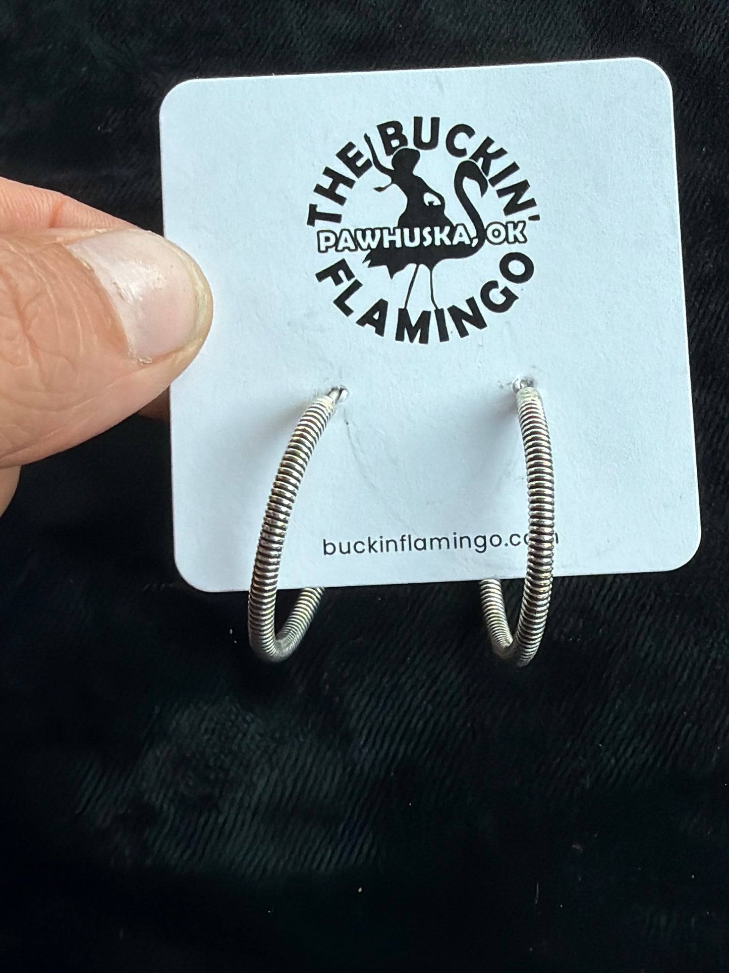 Textured Silver Hoop Earrings By Elaine Tahe, Navajo